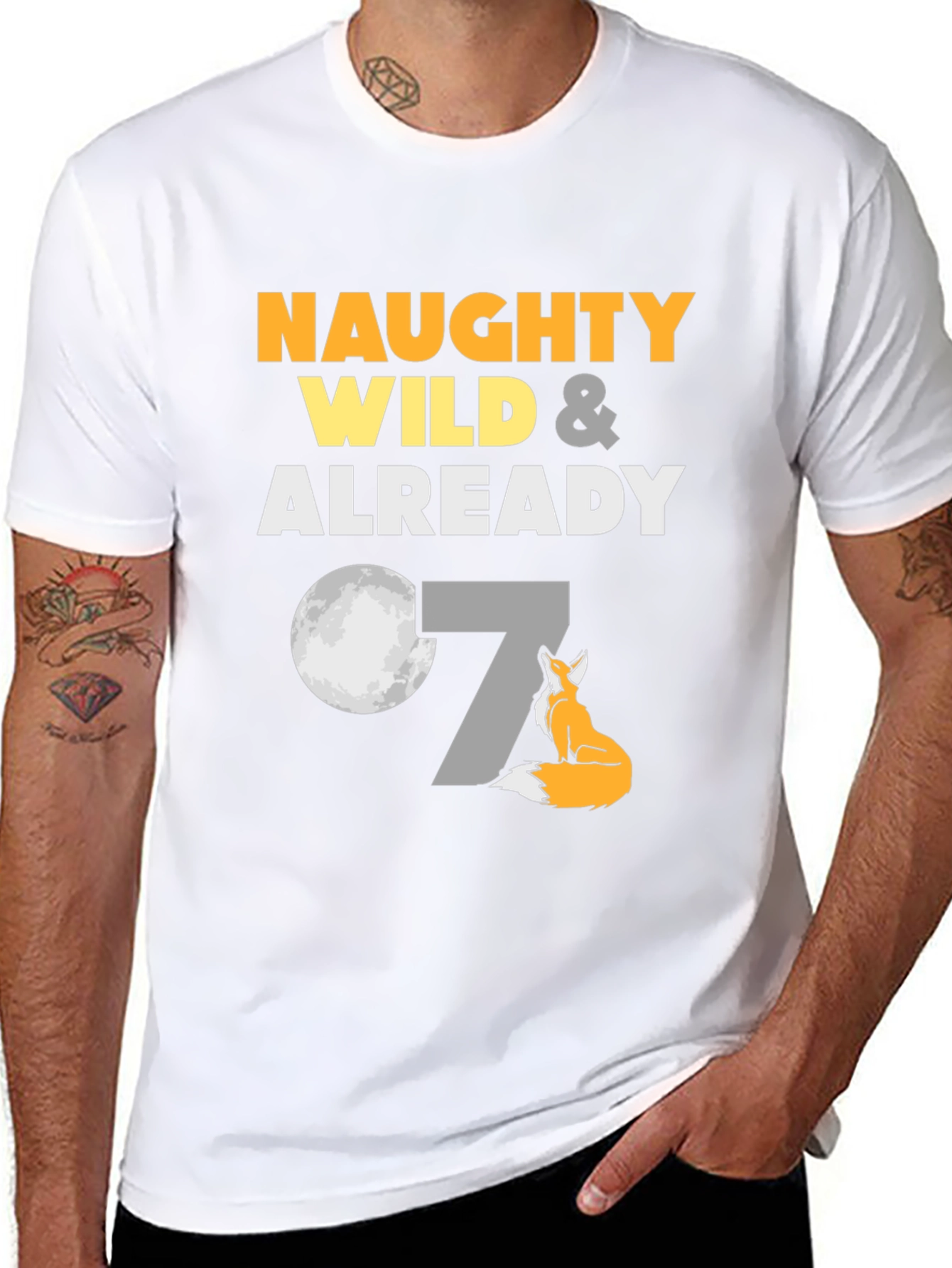 Naughty Wild & Already 7 Fox Birthday T-Shirt