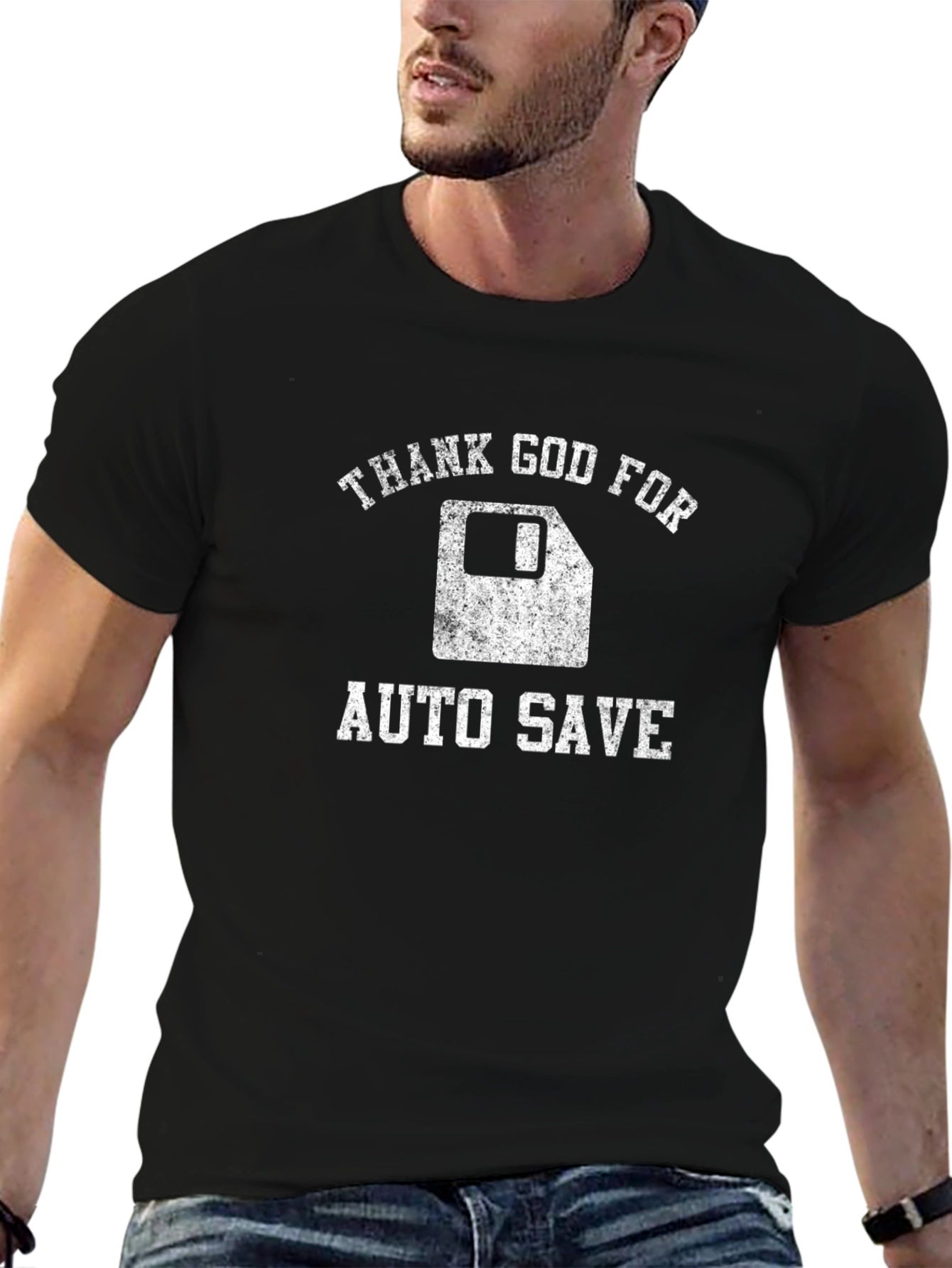 Thank God for Auto Save Black Graphic Tee