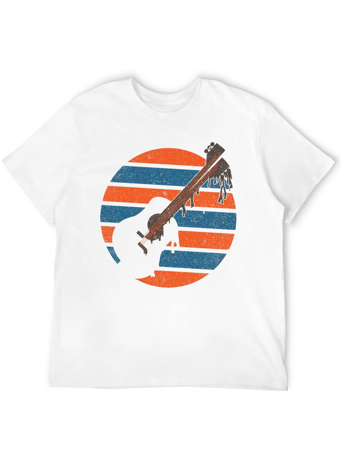 Retro Guitar Sunset Graphic Tee - Musicians Black T-Shirt