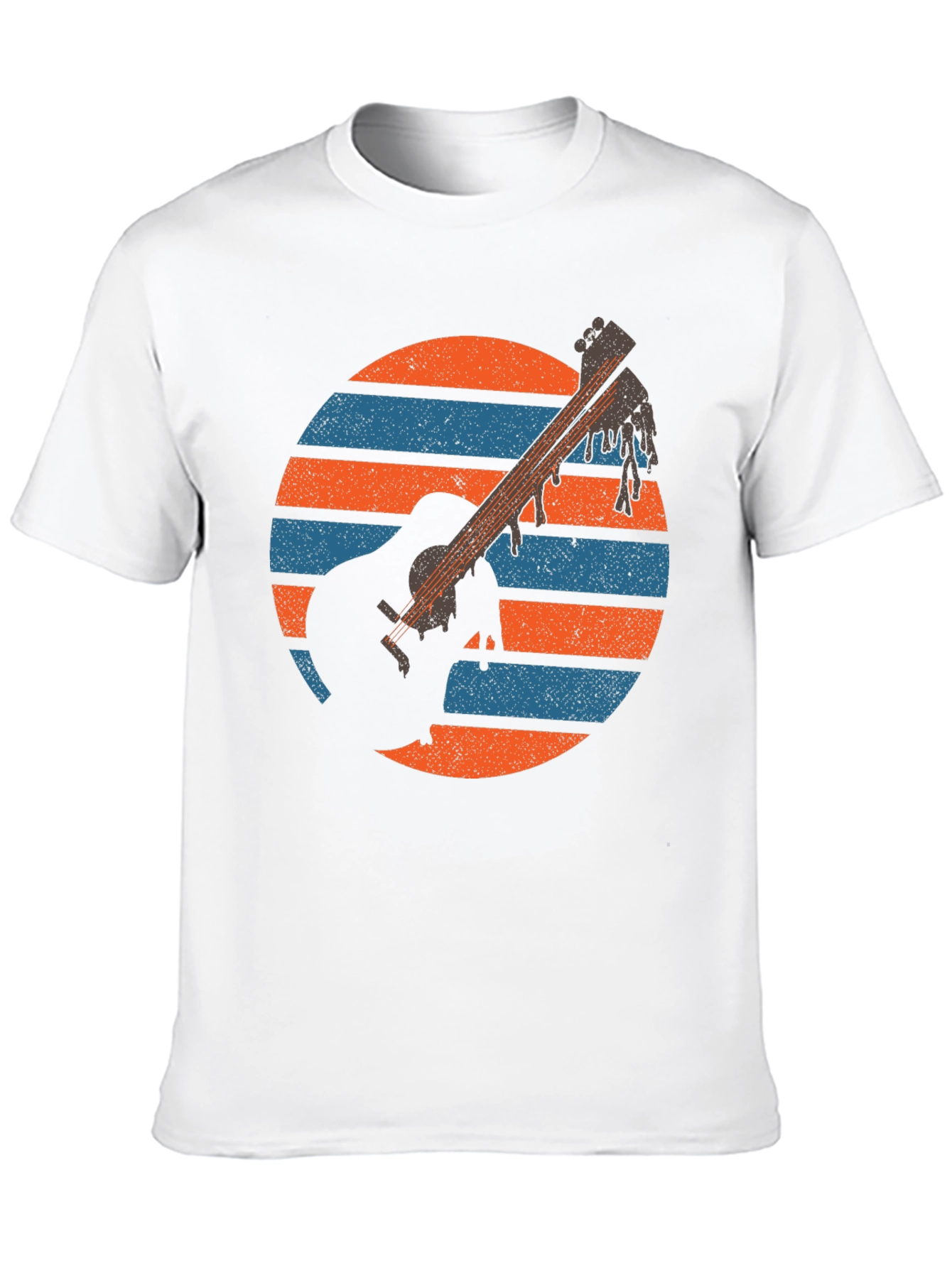 Retro Guitar Sunset Graphic Tee - Musicians Black T-Shirt