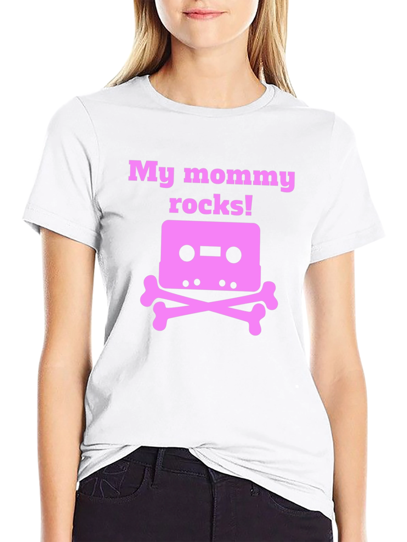 My Mommy Rocks T-Shirt - Cassette Skull Design