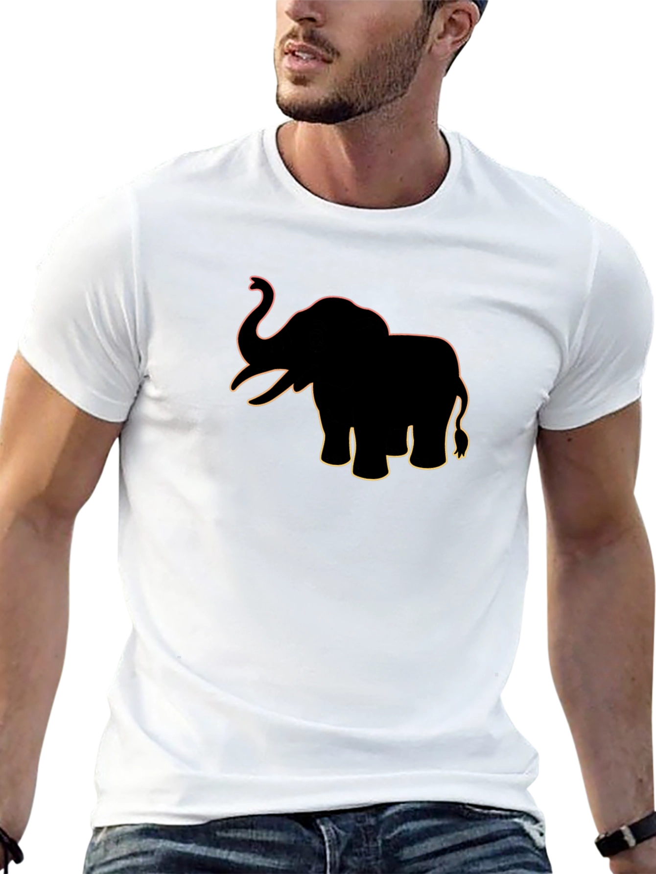 Elephant Graphic Print Black T-Shirt