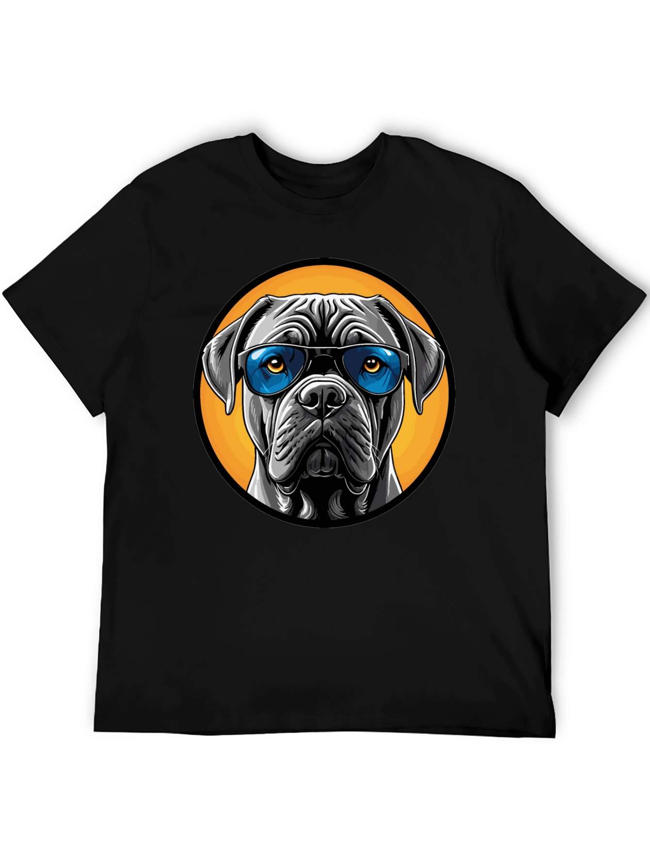Dog with Sunglasses Graphic Tee - Black