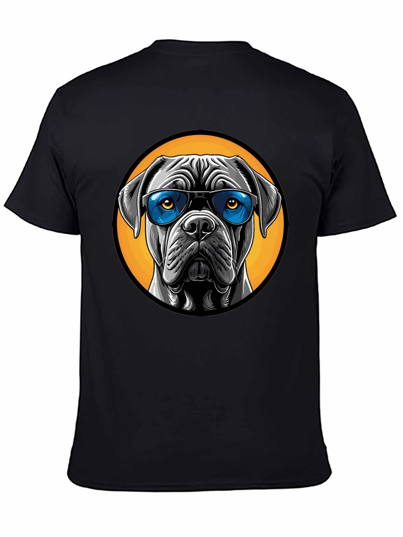 Dog with Sunglasses Graphic Tee - Black