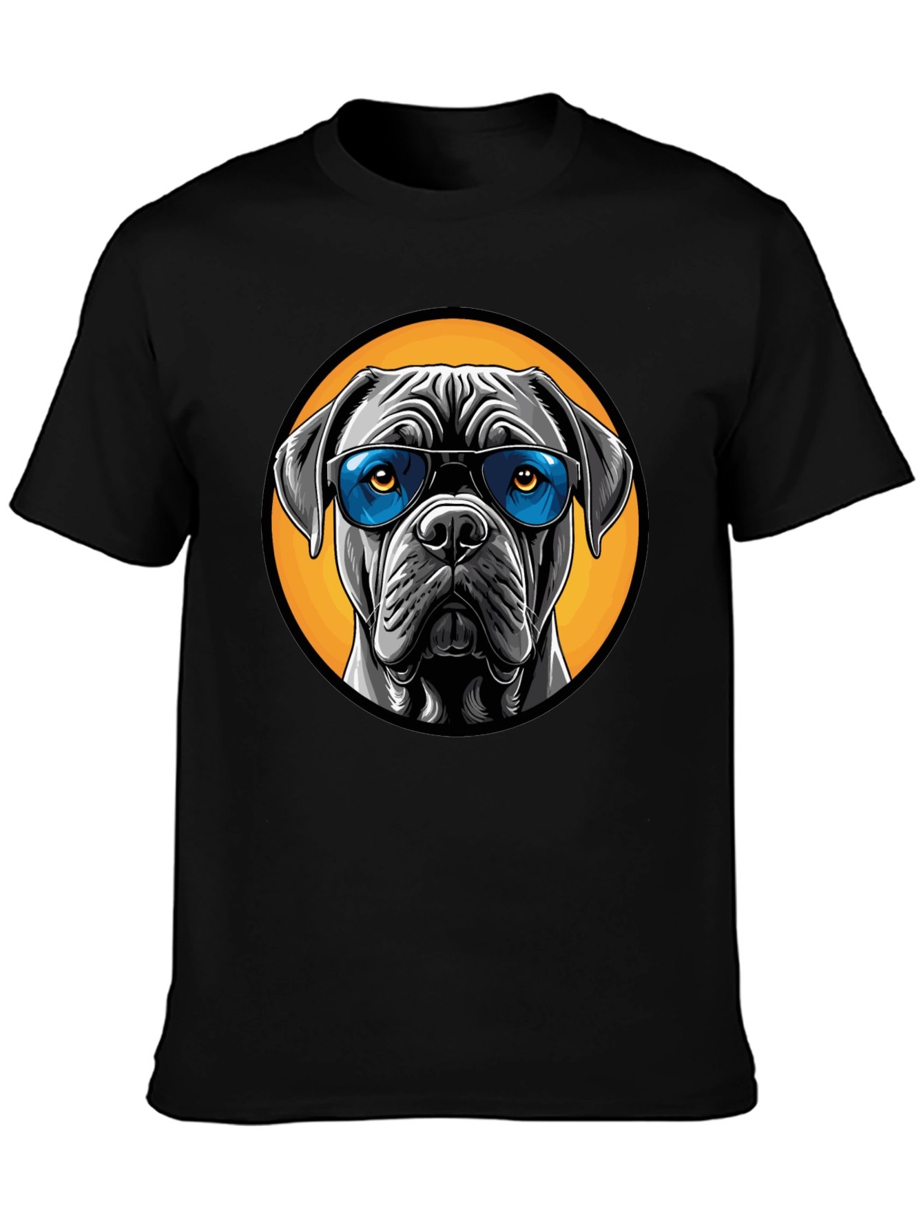 Dog with Sunglasses Graphic Tee - Black