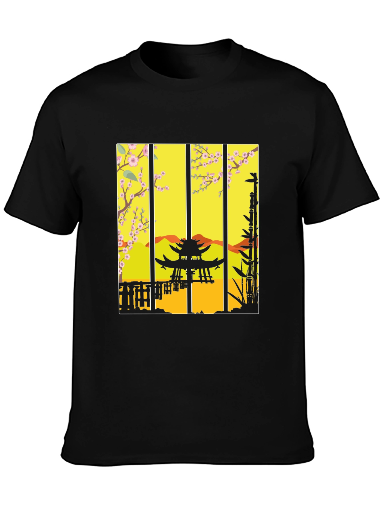 Zen Garden T-Shirt: Japanese Pagoda Blossom Design