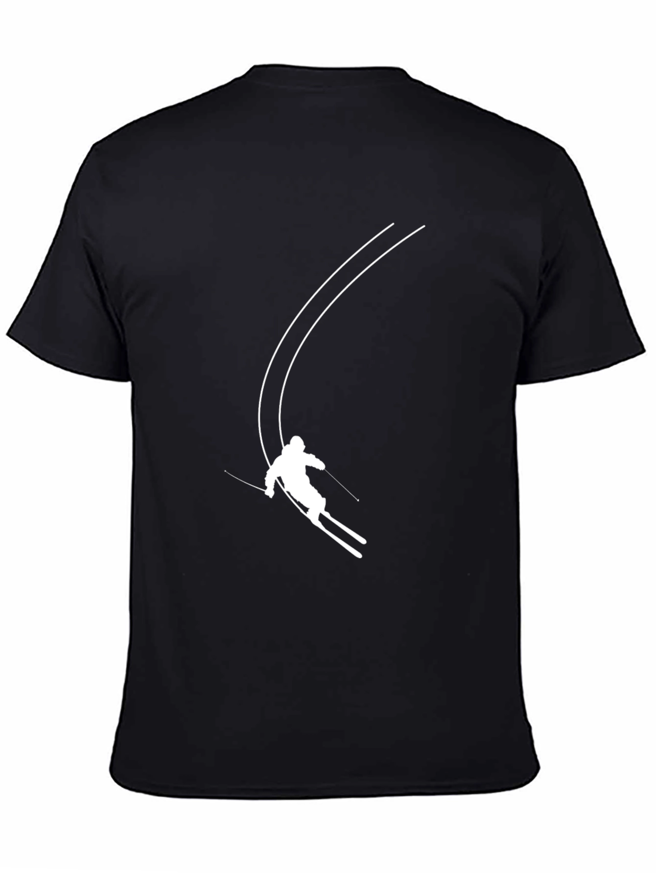 Skiing Graphic Tee - Black Cotton Blend Shirt