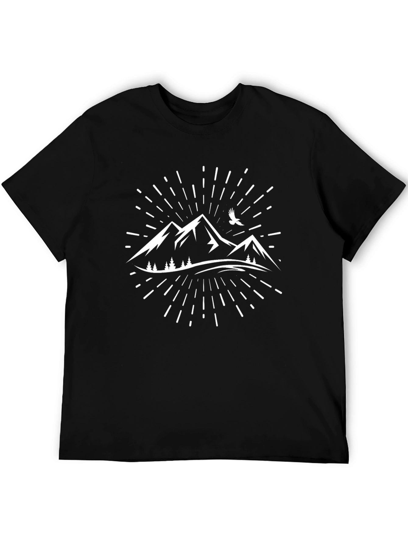 Mountains Graphic Tee - Black Cotton T-Shirt