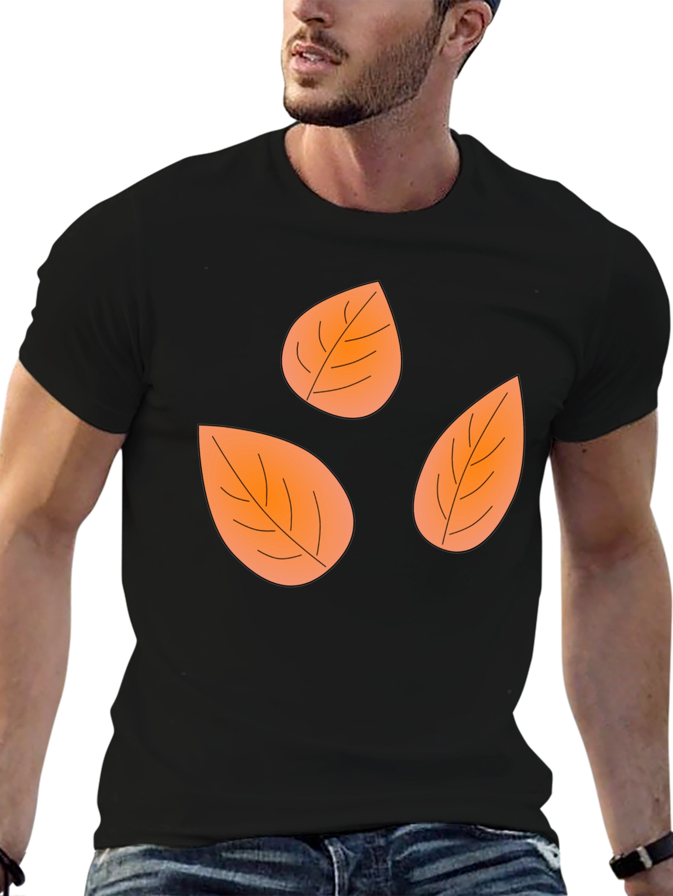 Fall Leaves Black Graphic Tee Shirt
