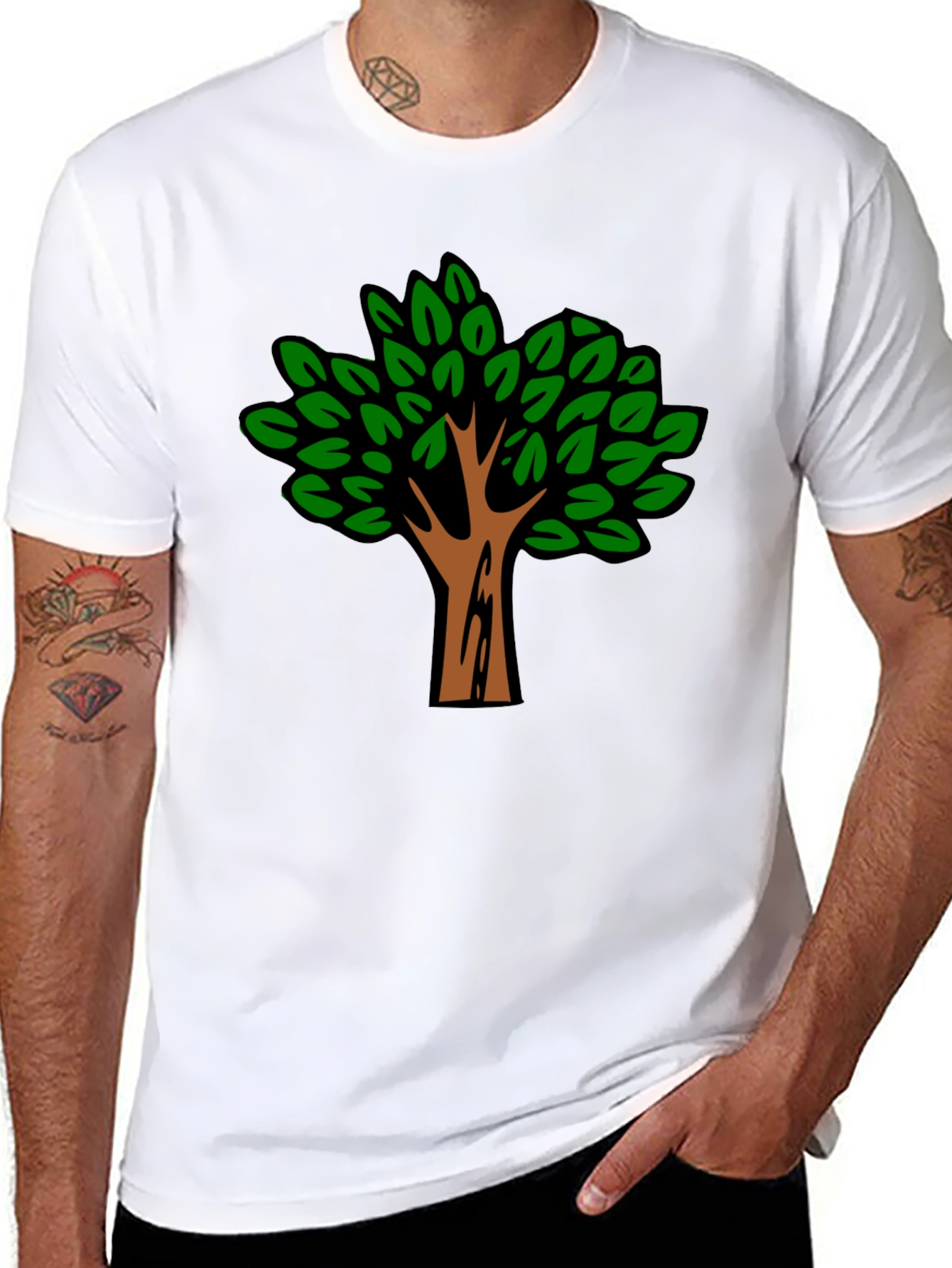 Nature Tree Graphic Print Black T-Shirt