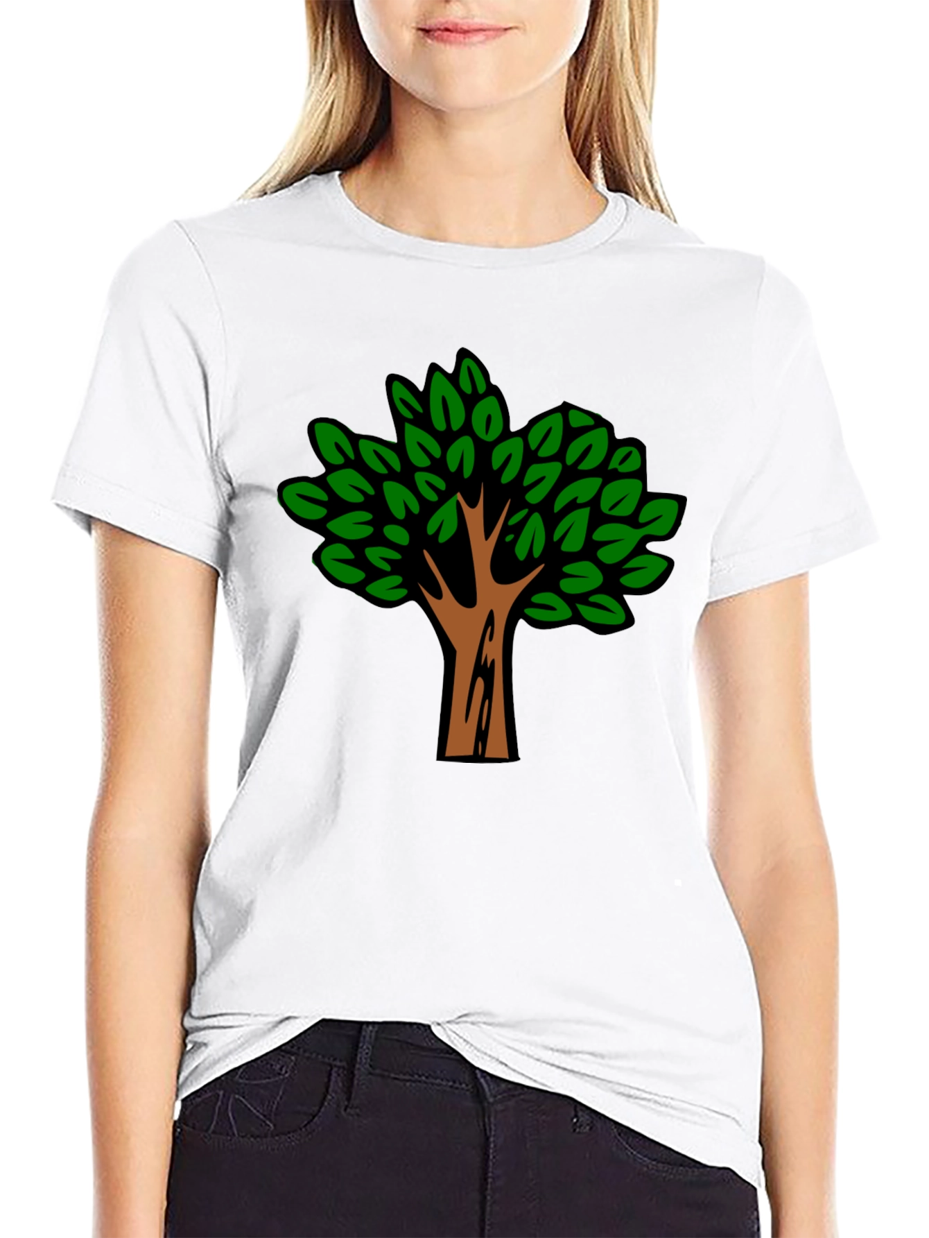 Nature Tree Graphic Print Black T-Shirt