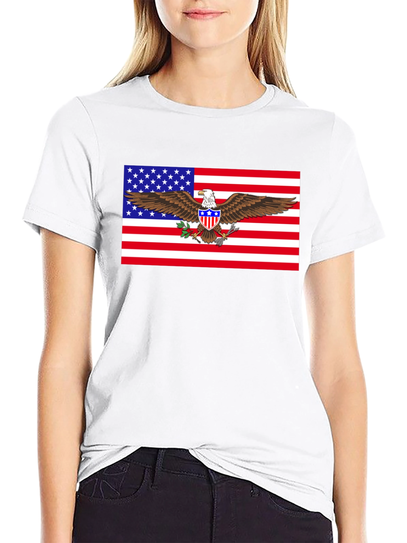 American Flag Eagle Graphic T-Shirt