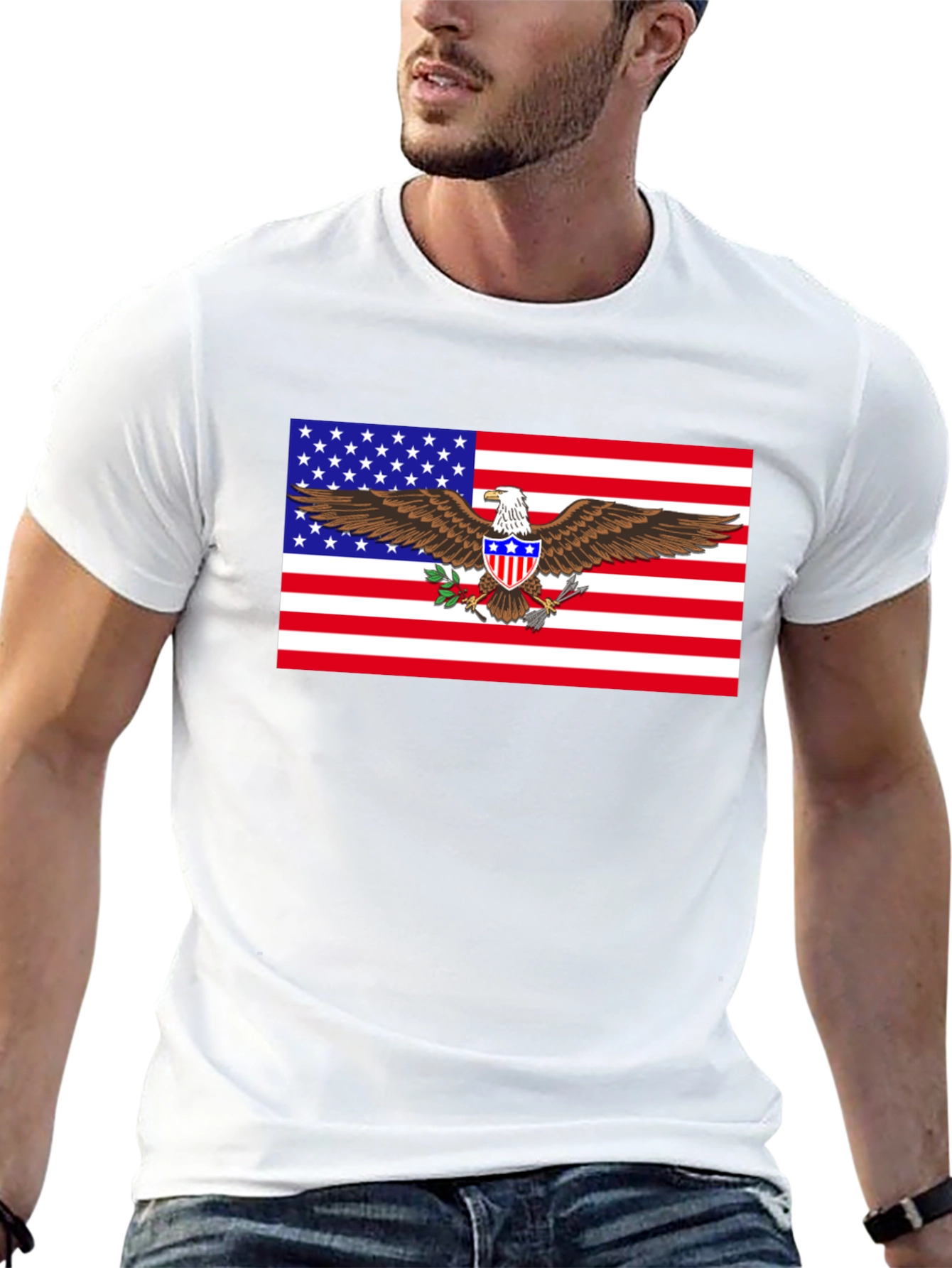 American Flag Eagle Graphic T-Shirt
