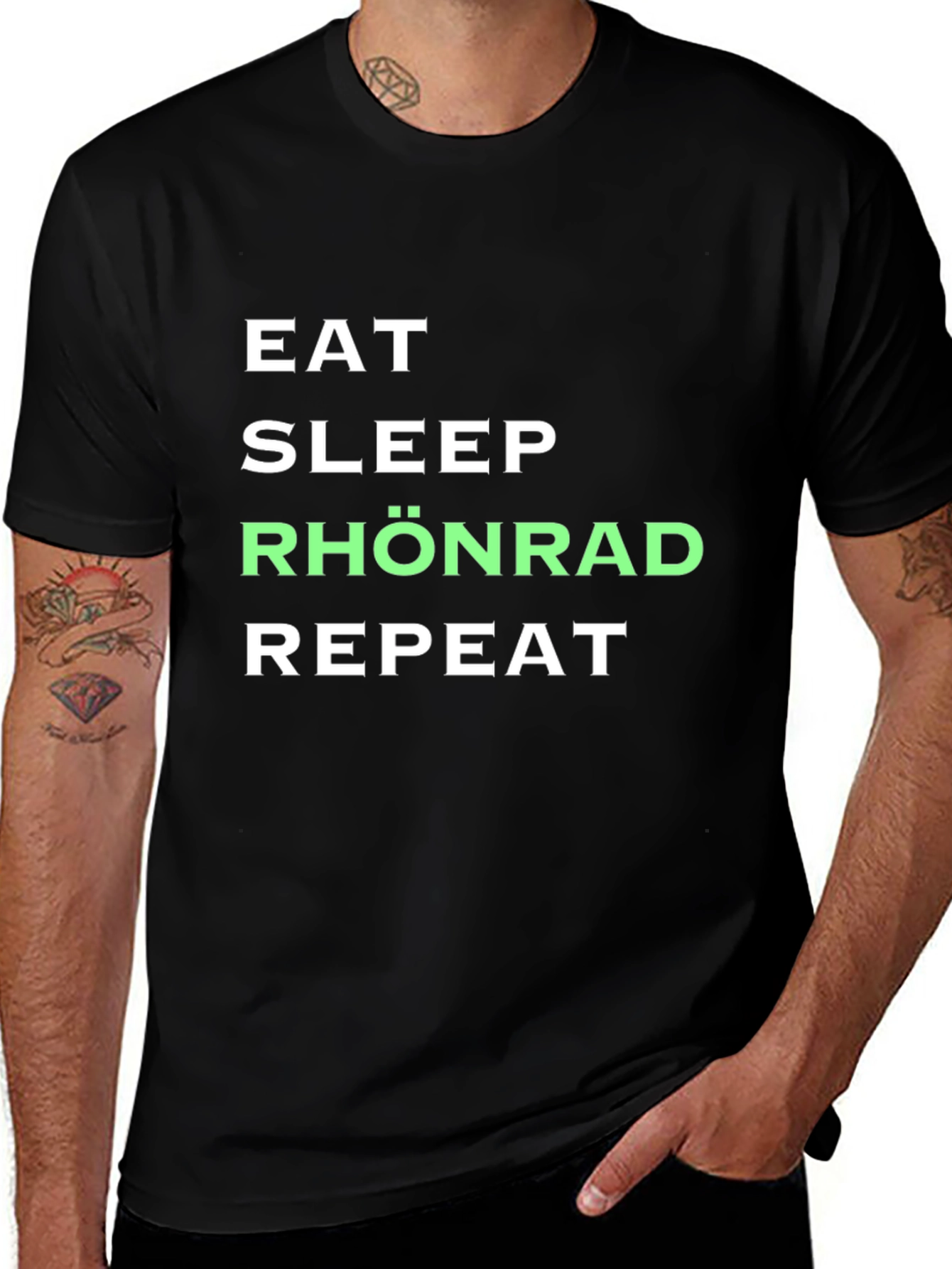 Eat Sleep Rhönrad Repeat Black T-Shirt