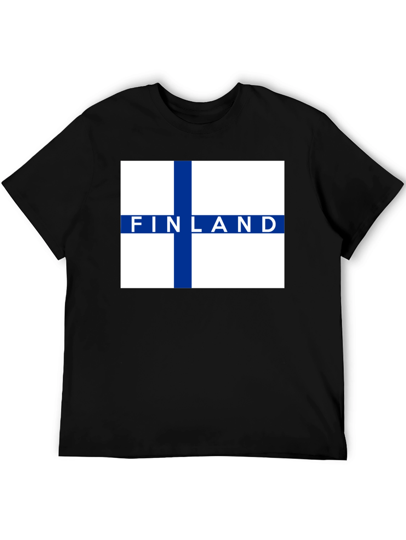 Finland Flag Graphic Tee - Black Cotton Casual T-Shirt