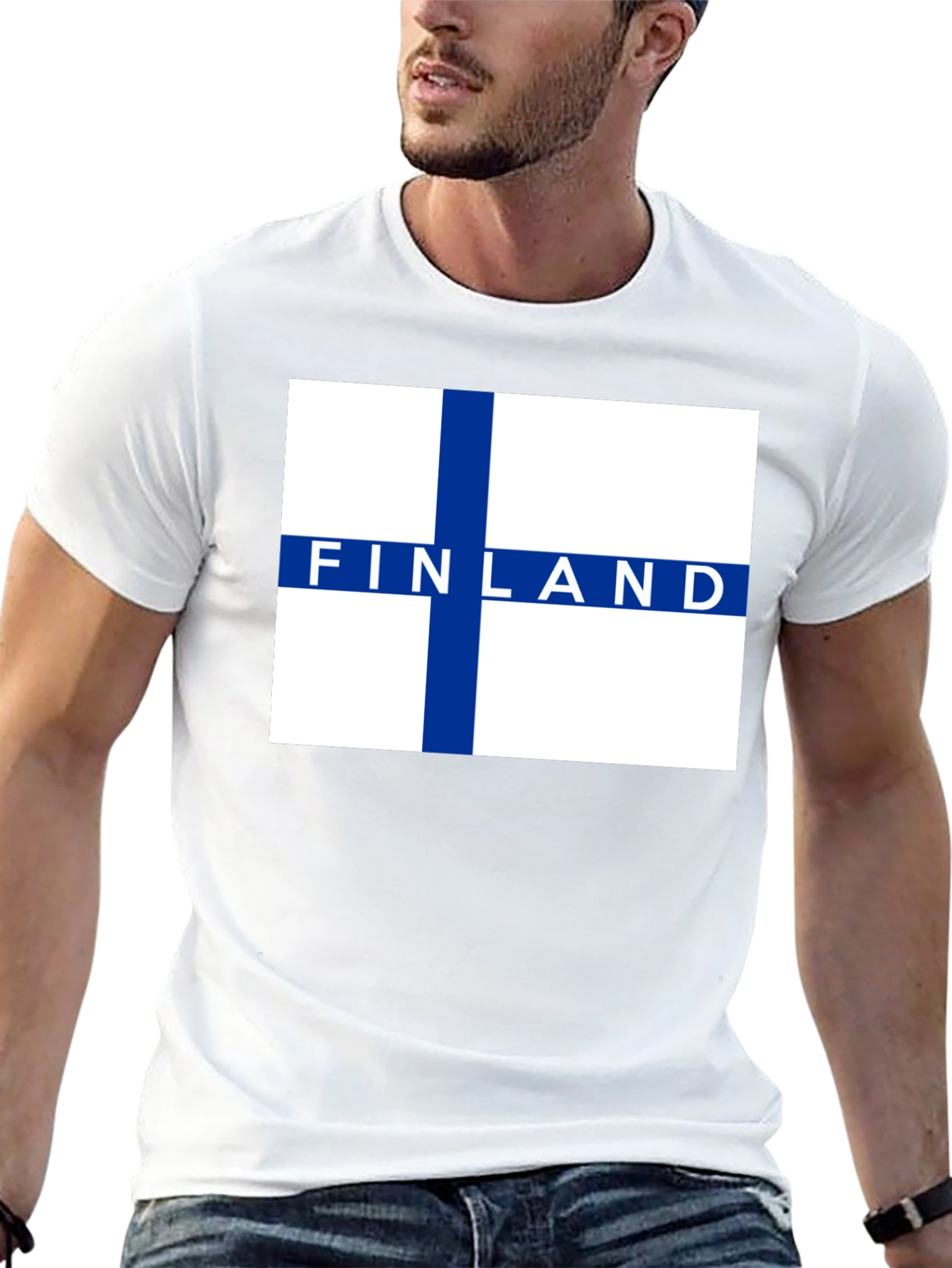 Finland Flag Graphic Tee - Black Cotton Casual T-Shirt