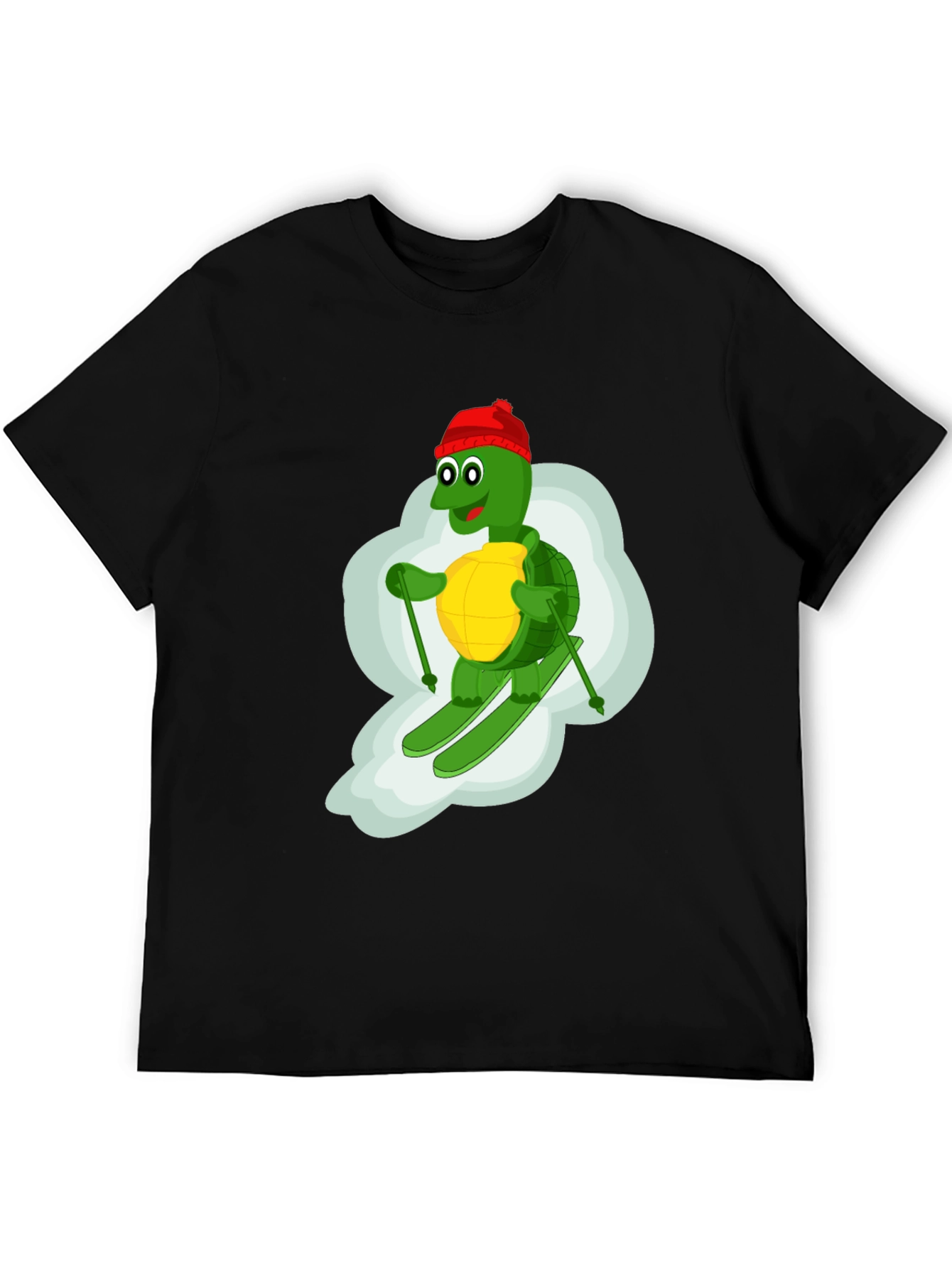 Skiing Turtle T-Shirt - Fun Cartoon Graphic Tee