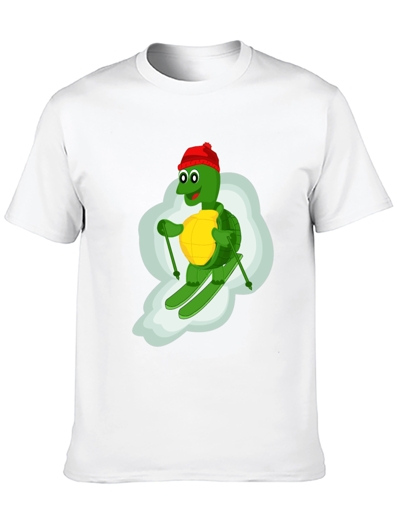 Skiing Turtle T-Shirt - Fun Cartoon Graphic Tee