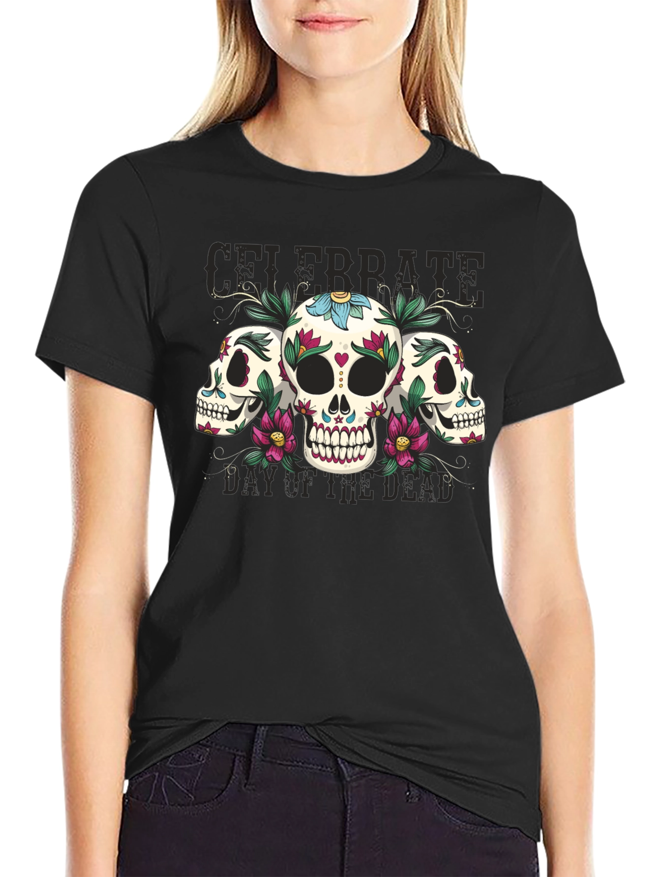 Day of the Dead Sugar Skull Graphic Tee