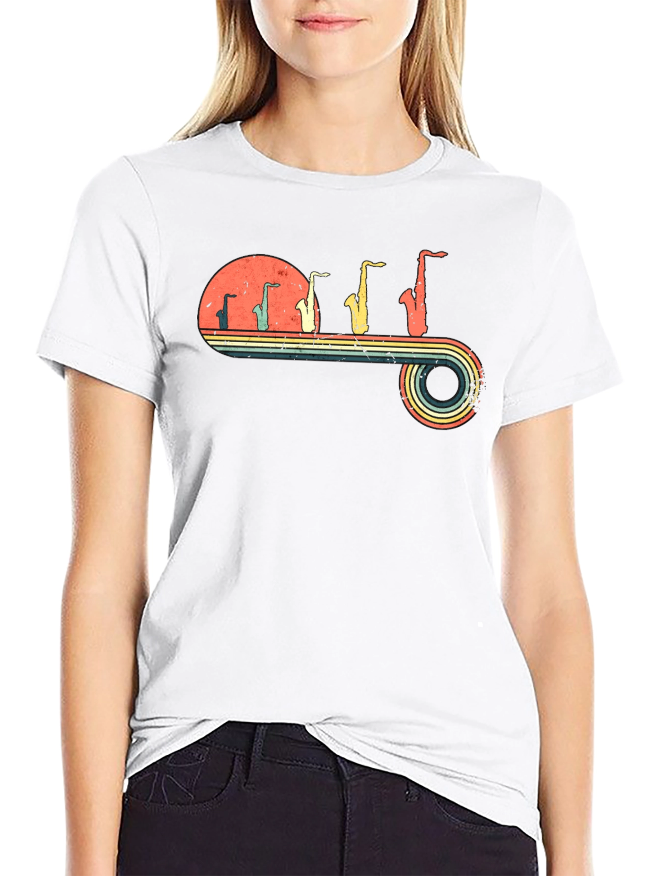 Retro Saxophone Evolution Graphic T-Shirt