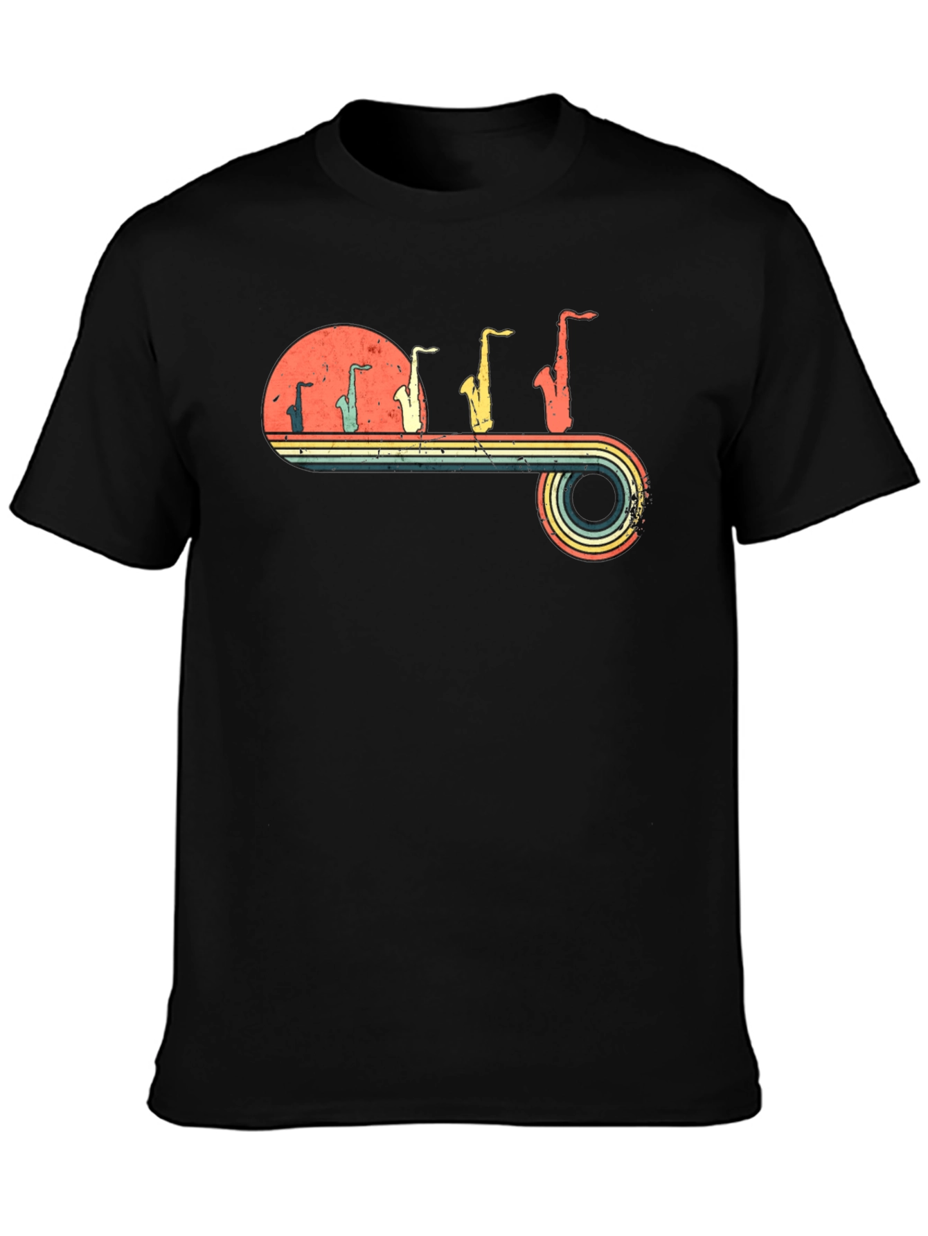 Retro Saxophone Evolution Graphic T-Shirt