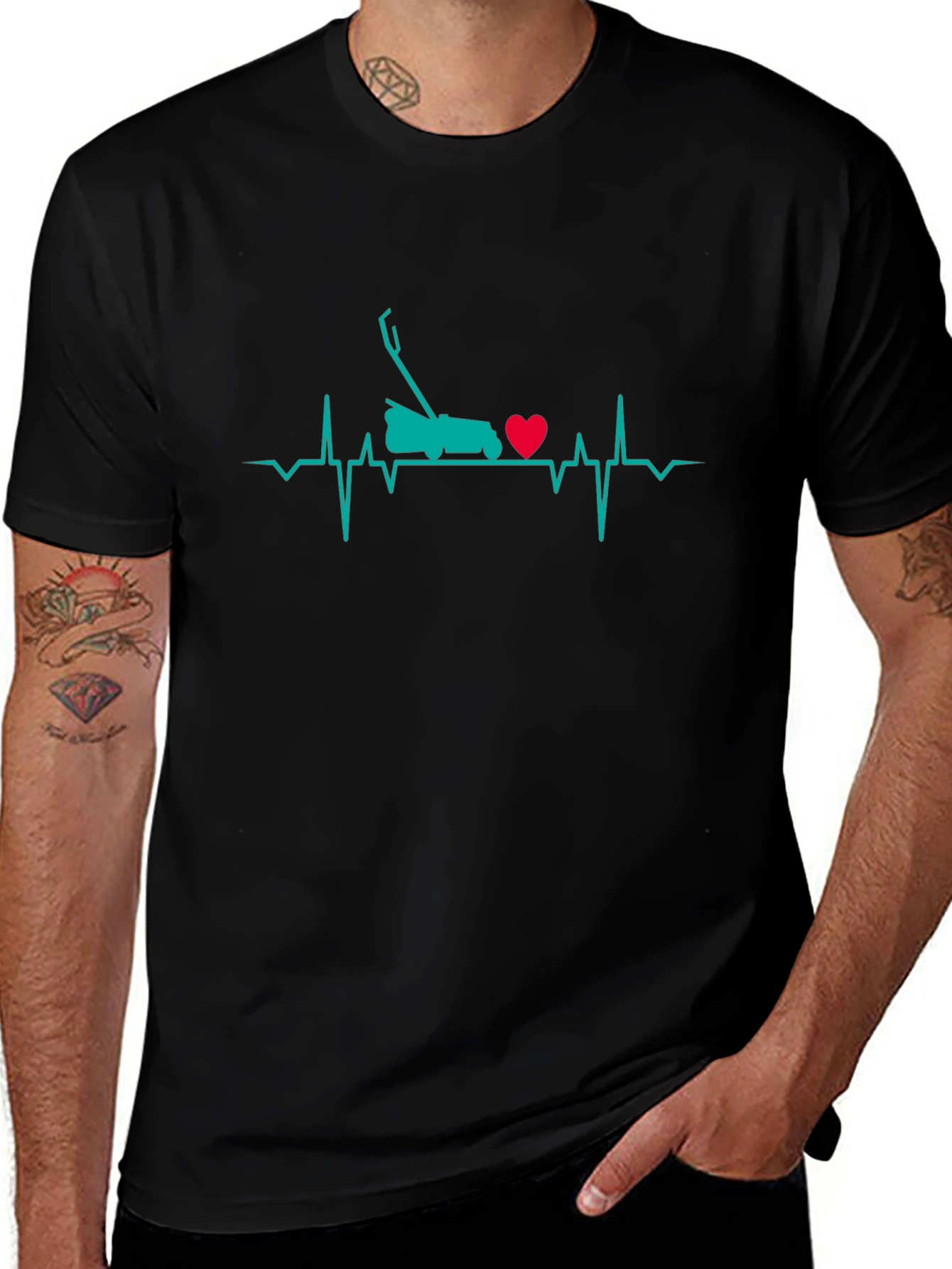 Lawn Mower Heartbeat T-Shirt - Gardener Gift