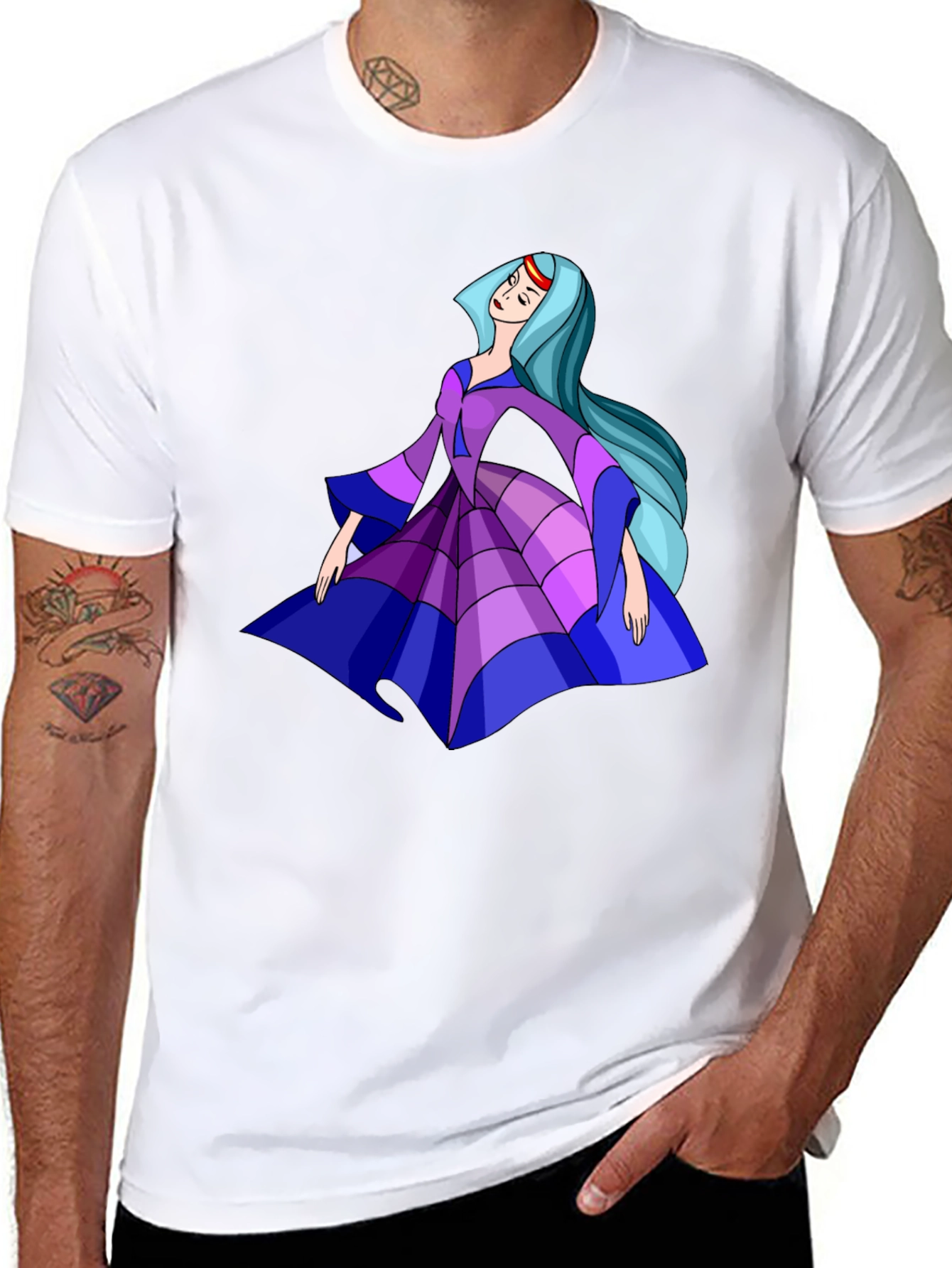 Cartoon Princess Graphic Tee - Black Cotton Casual Shirt