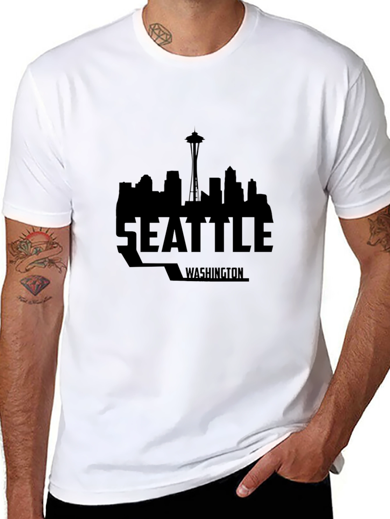 Seattle Skyline Black T-Shirt