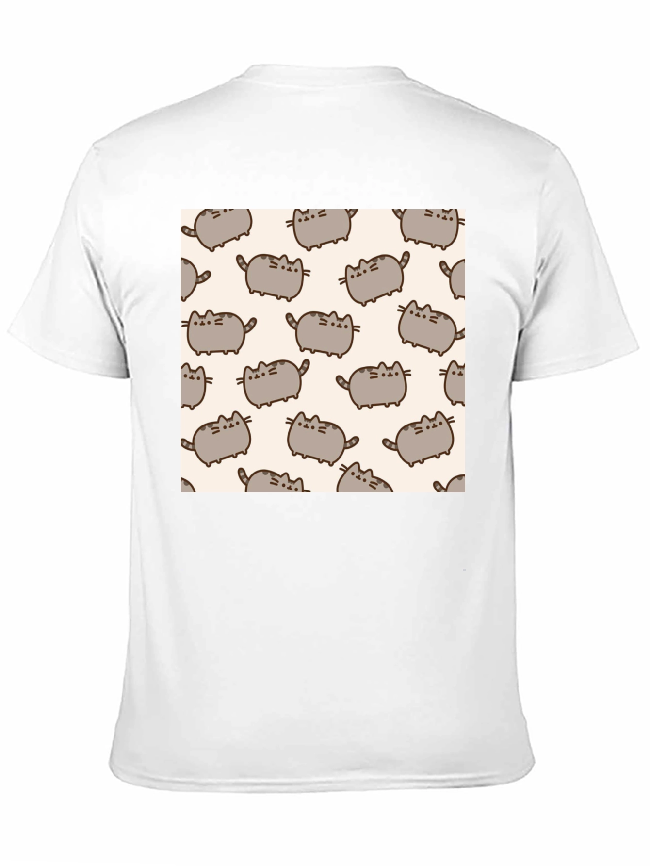Pusheen Cat Pattern T-Shirt - Black