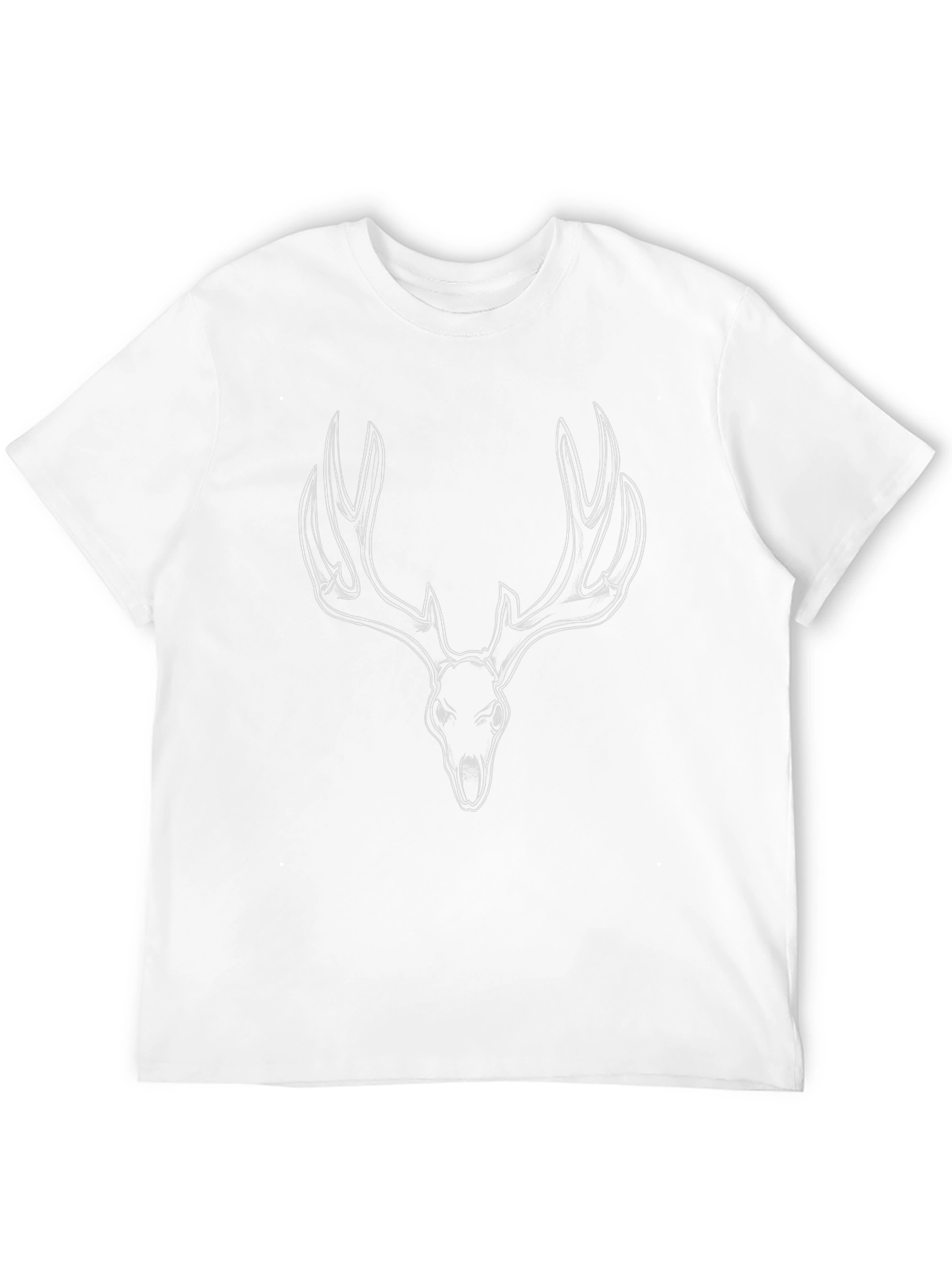 Black T-Shirt with Deer Skull Design