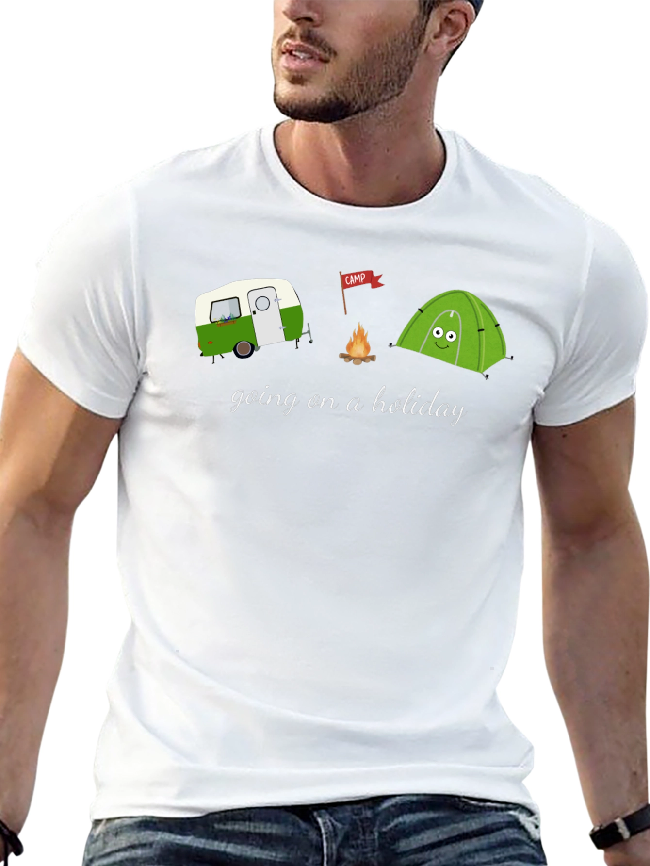 Camping Holiday Graphic Tee - Black