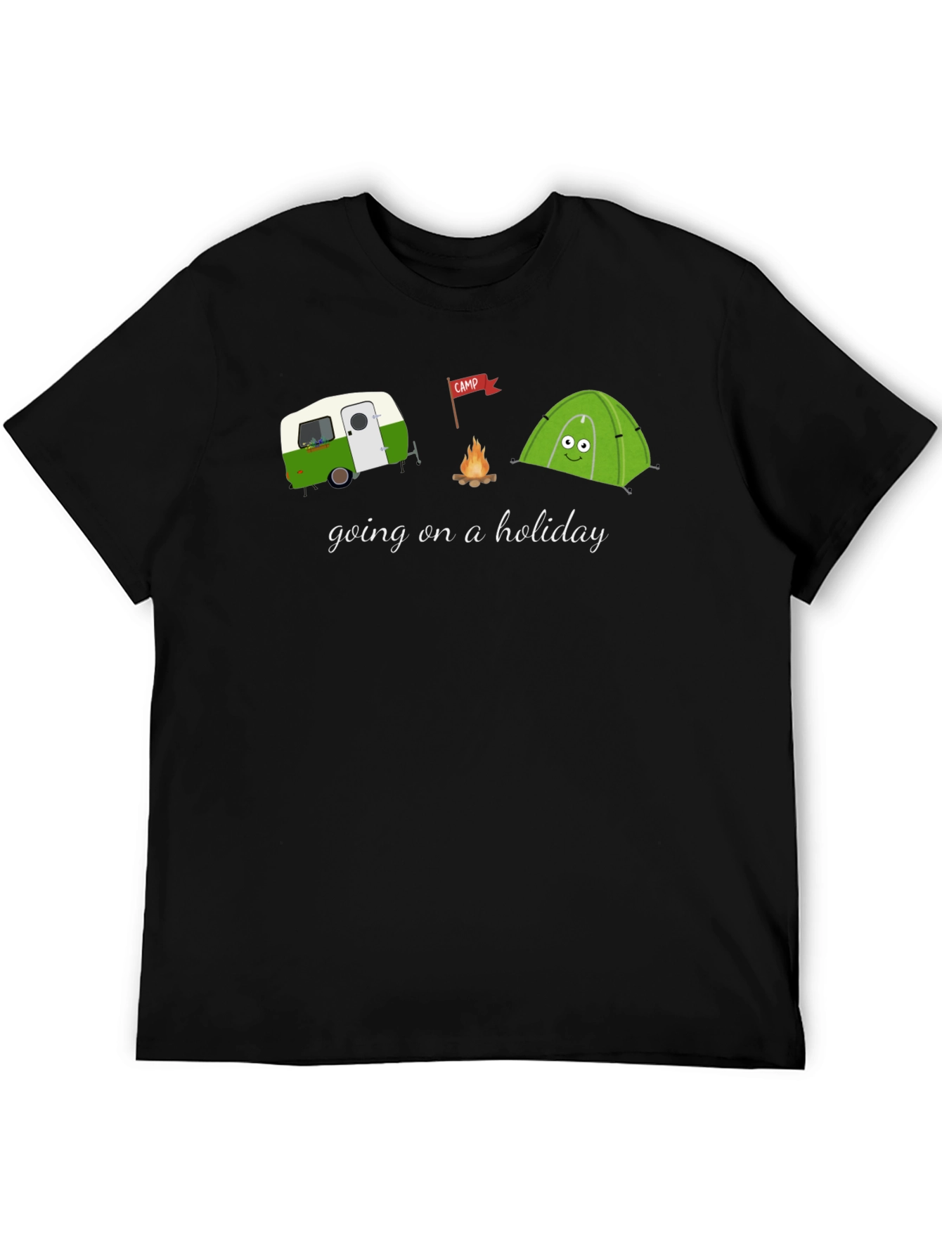 Camping Holiday Graphic Tee - Black