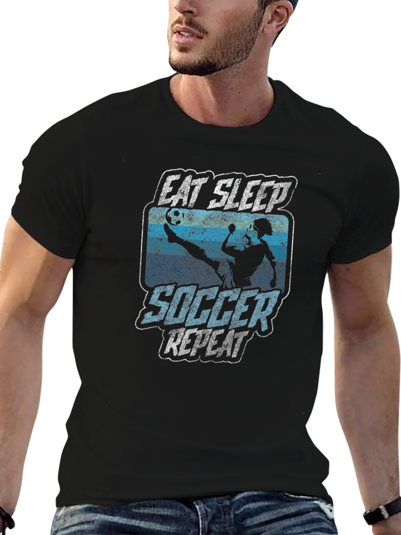 Eat Sleep Soccer Repeat Graphic Tee