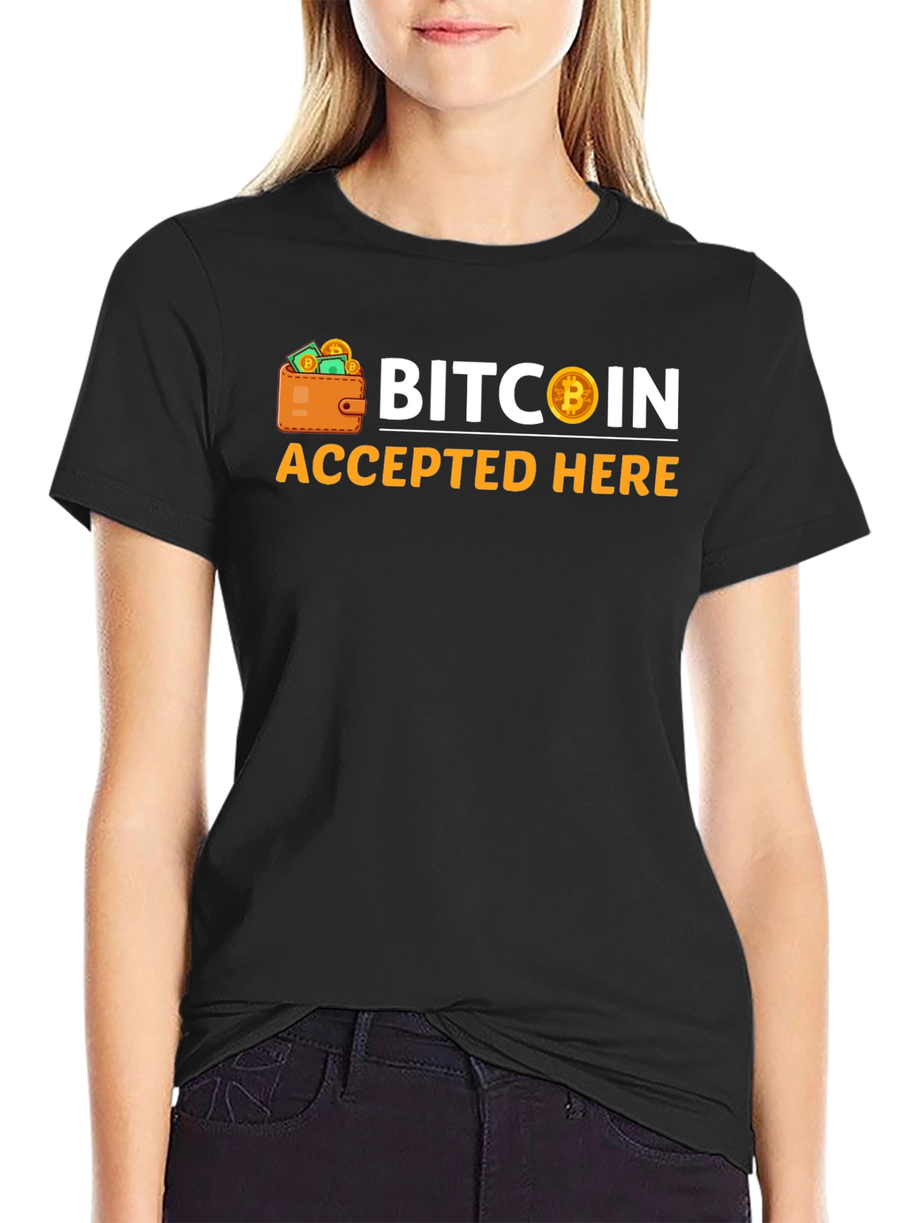 Bitcoin Accepted Here Black T-Shirt