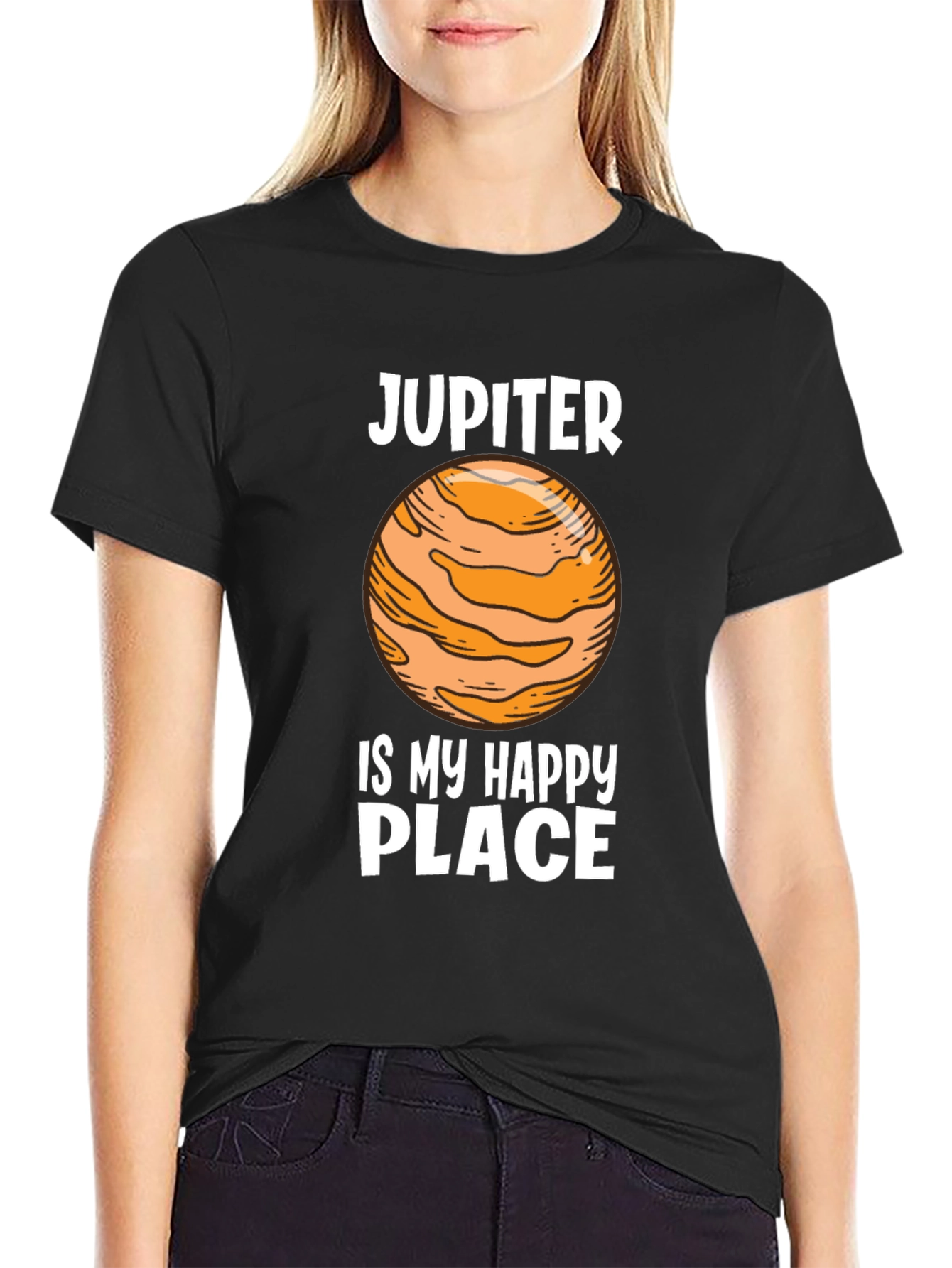 Jupiter Happy Place Black Graphic Tee