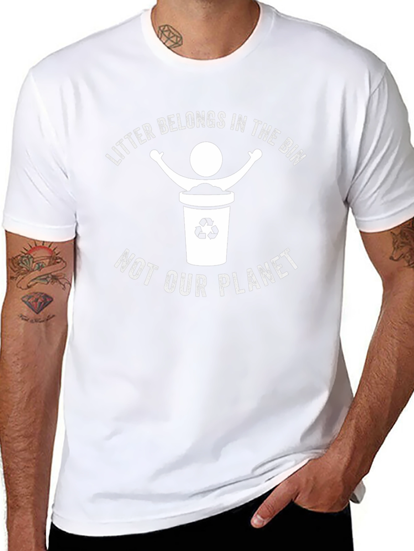 Eco-Friendly Litter Belongs in the Bin Black T-Shirt