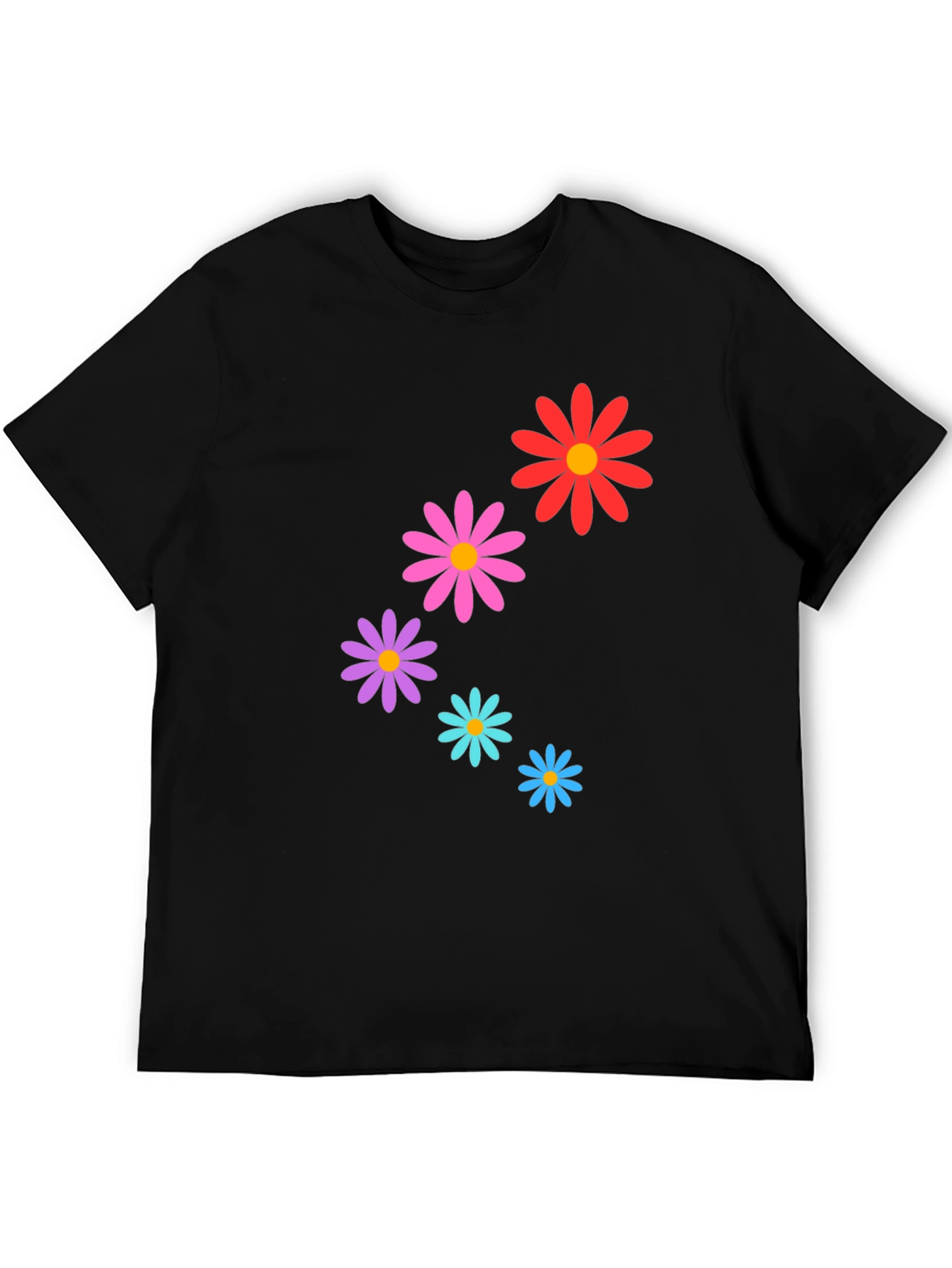 Daisy Flower Graphic Tee - Stylish Black T-Shirt