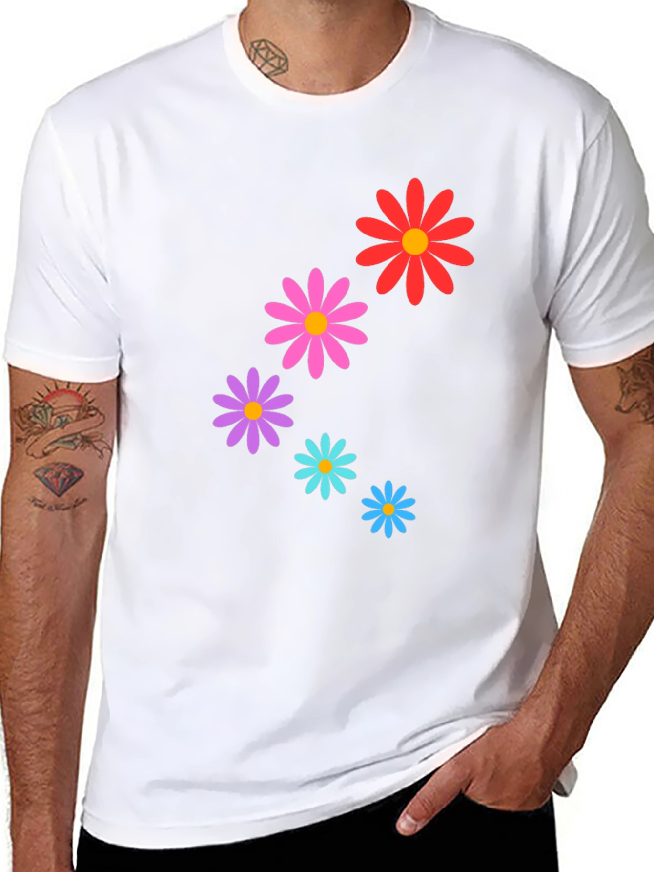 Daisy Flower Graphic Tee - Stylish Black T-Shirt