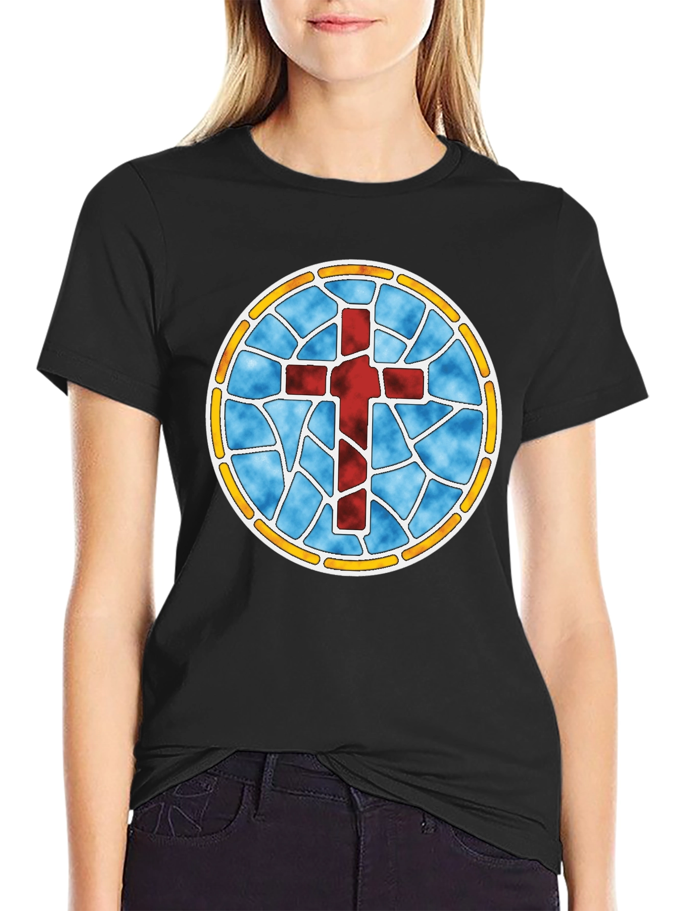 Stained Glass Cross Graphic Tee
