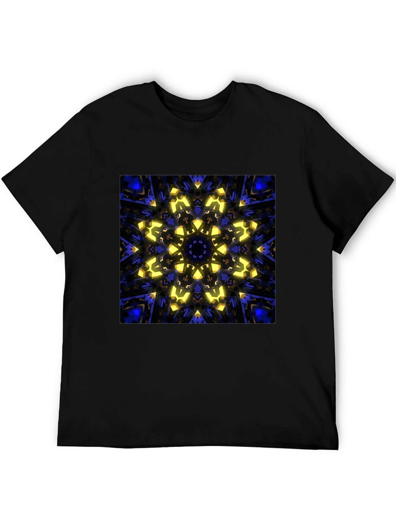 Abstract Kaleidoscope Graphic Print Black T-Shirt
