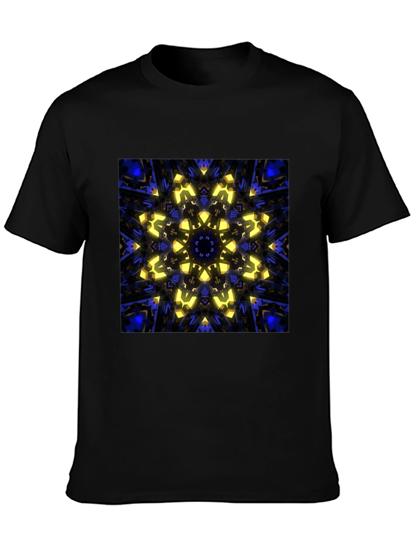 Abstract Kaleidoscope Graphic Print Black T-Shirt