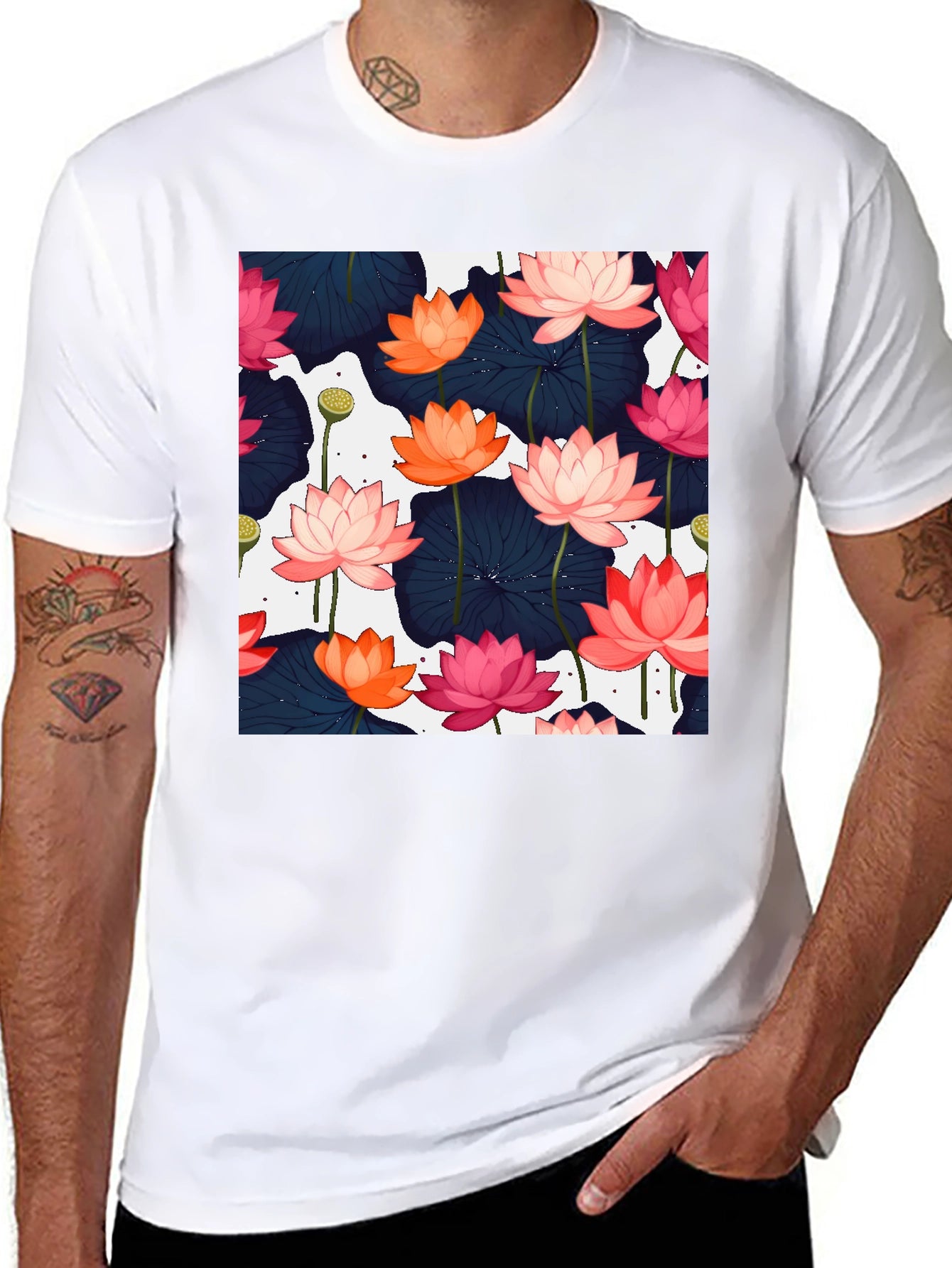 Lotus Flower Graphic T-Shirt