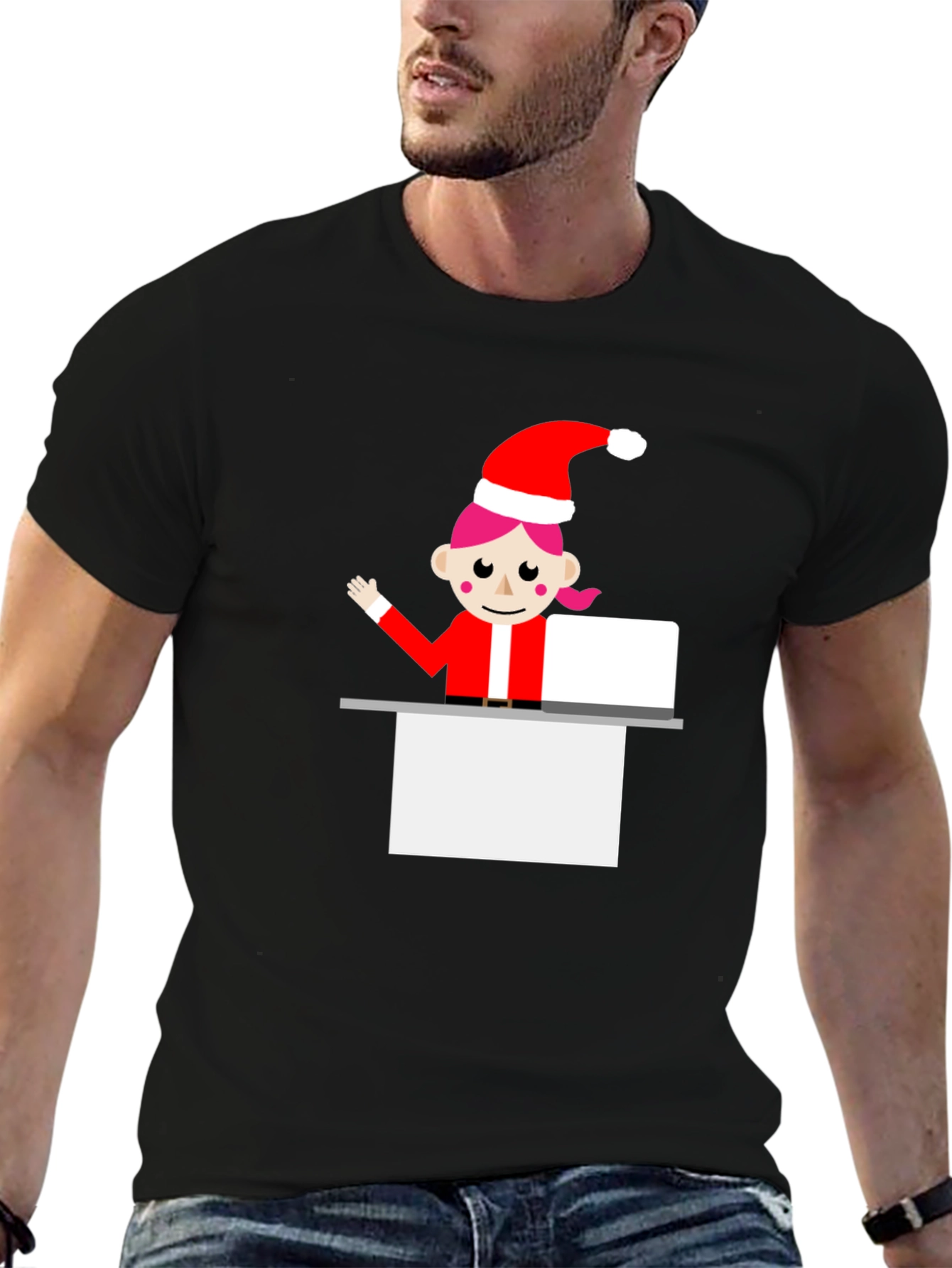 Festive Elf Graphic Tee - Holiday Cheer T-Shirt