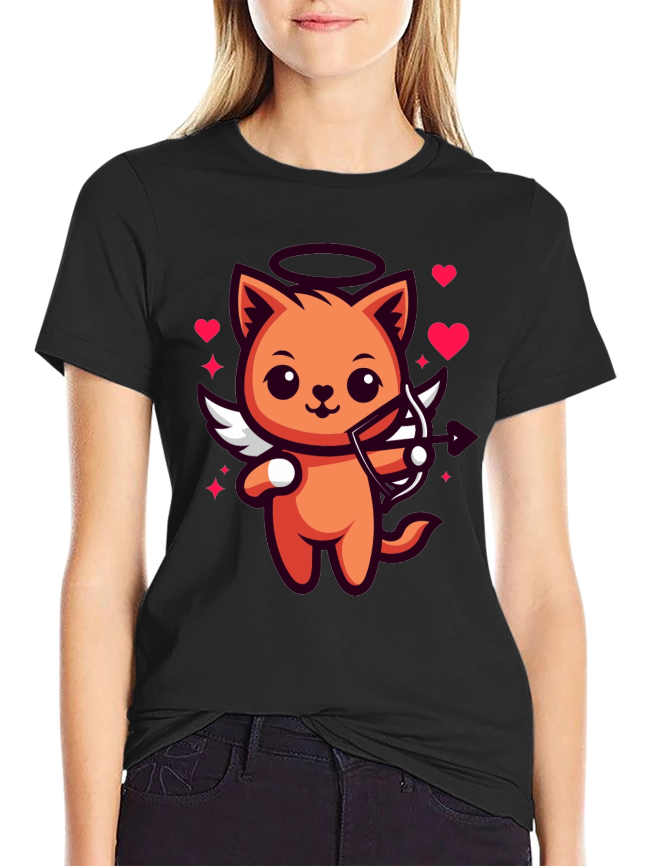 Cupid Cat T-Shirt - Valentines Day Tee