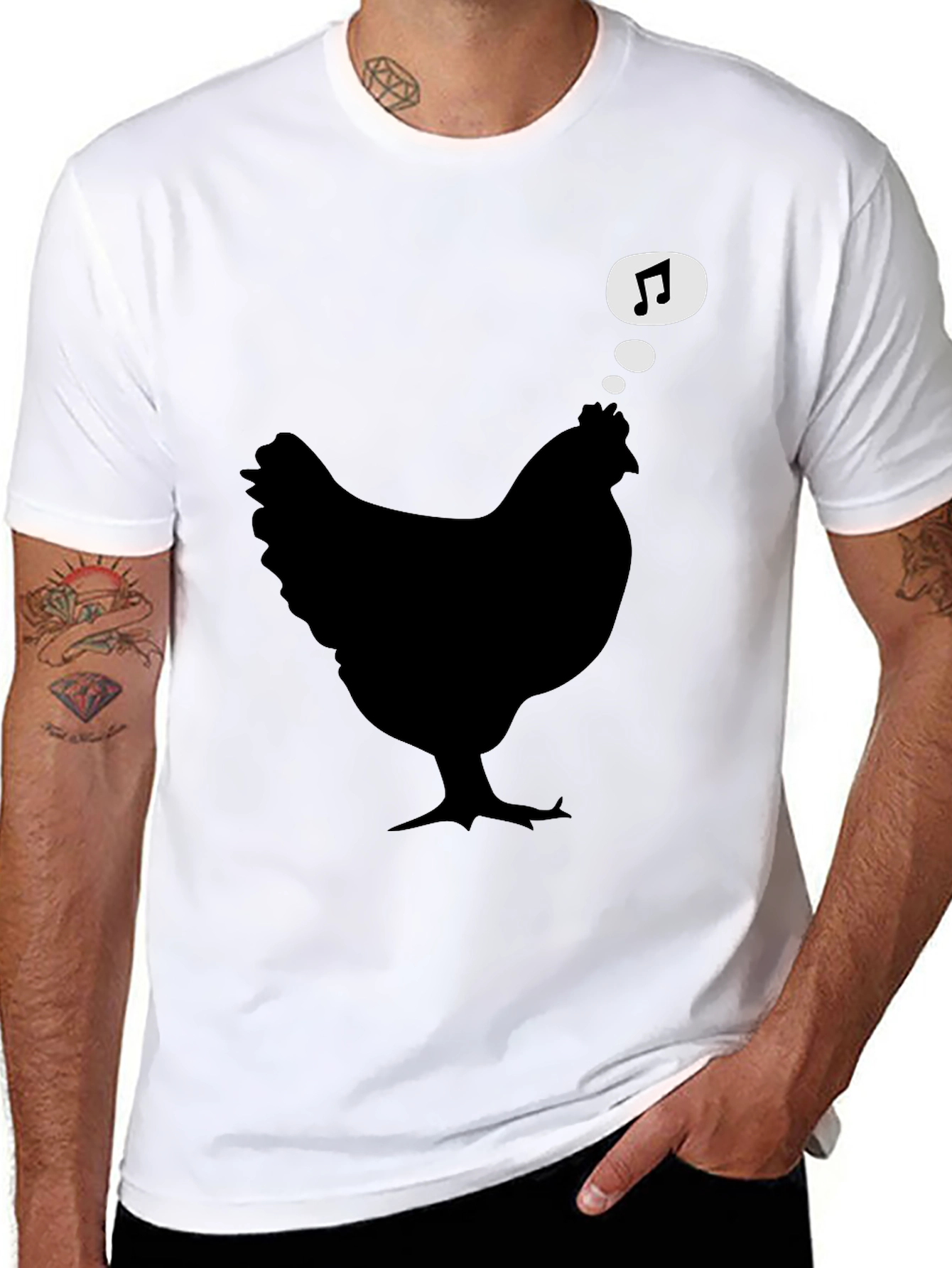 Chicken Music Lover Black T-Shirt