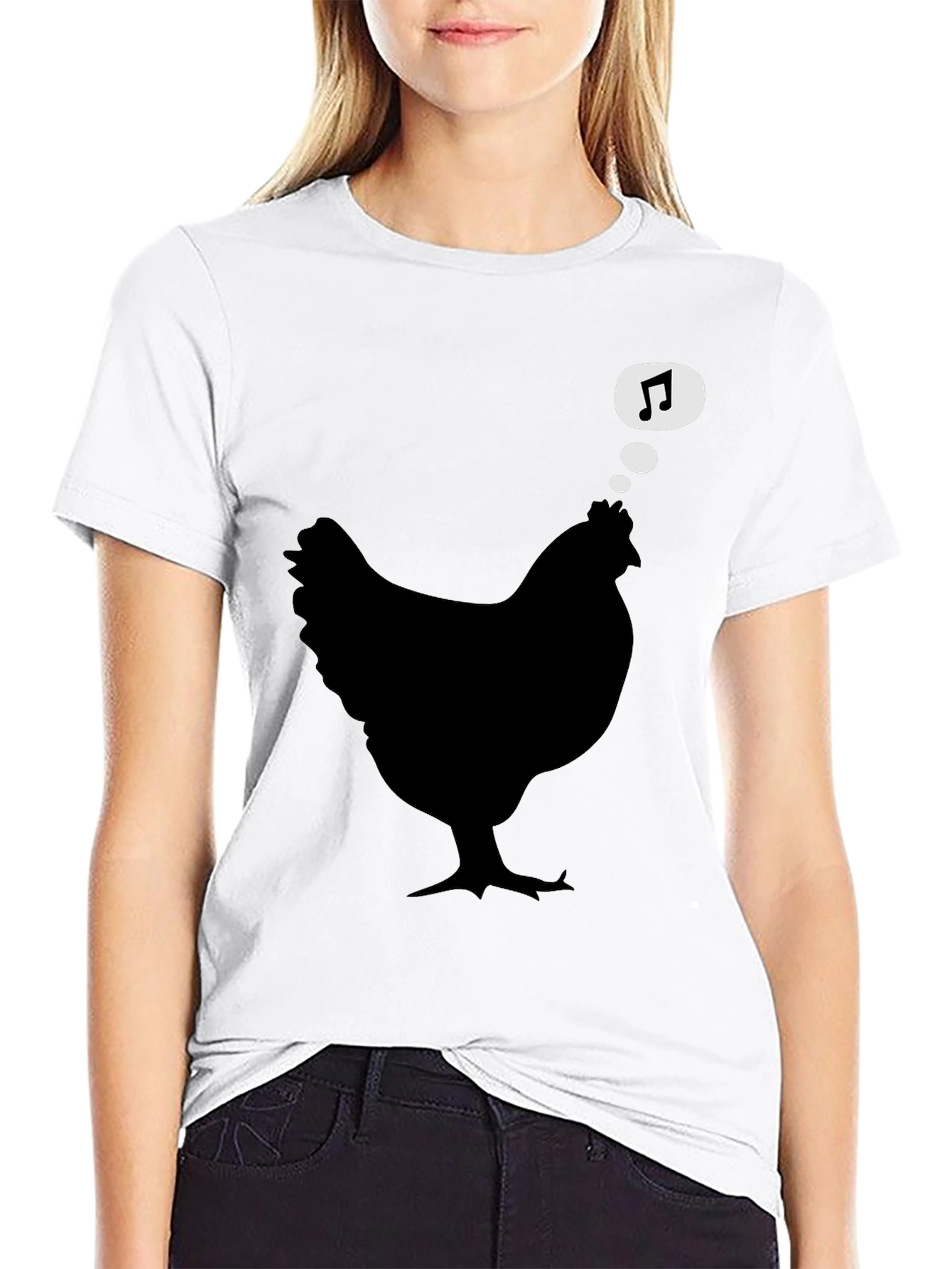 Chicken Music Lover Black T-Shirt