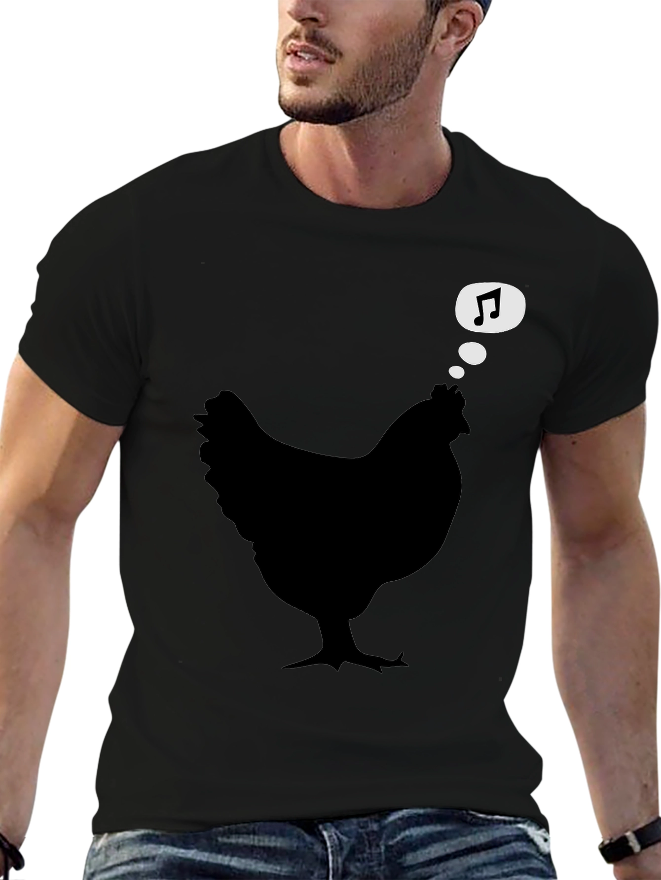 Chicken Music Lover Black T-Shirt