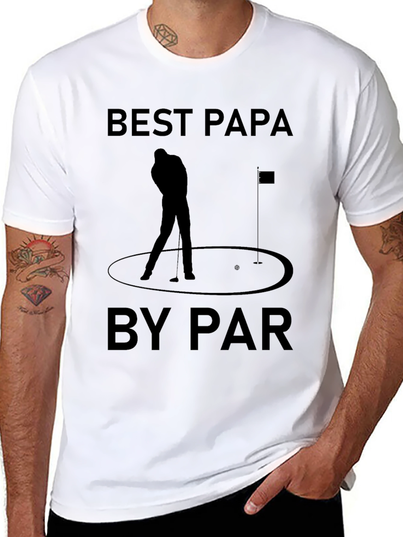 Best Papa by Par Mens Black T-Shirt