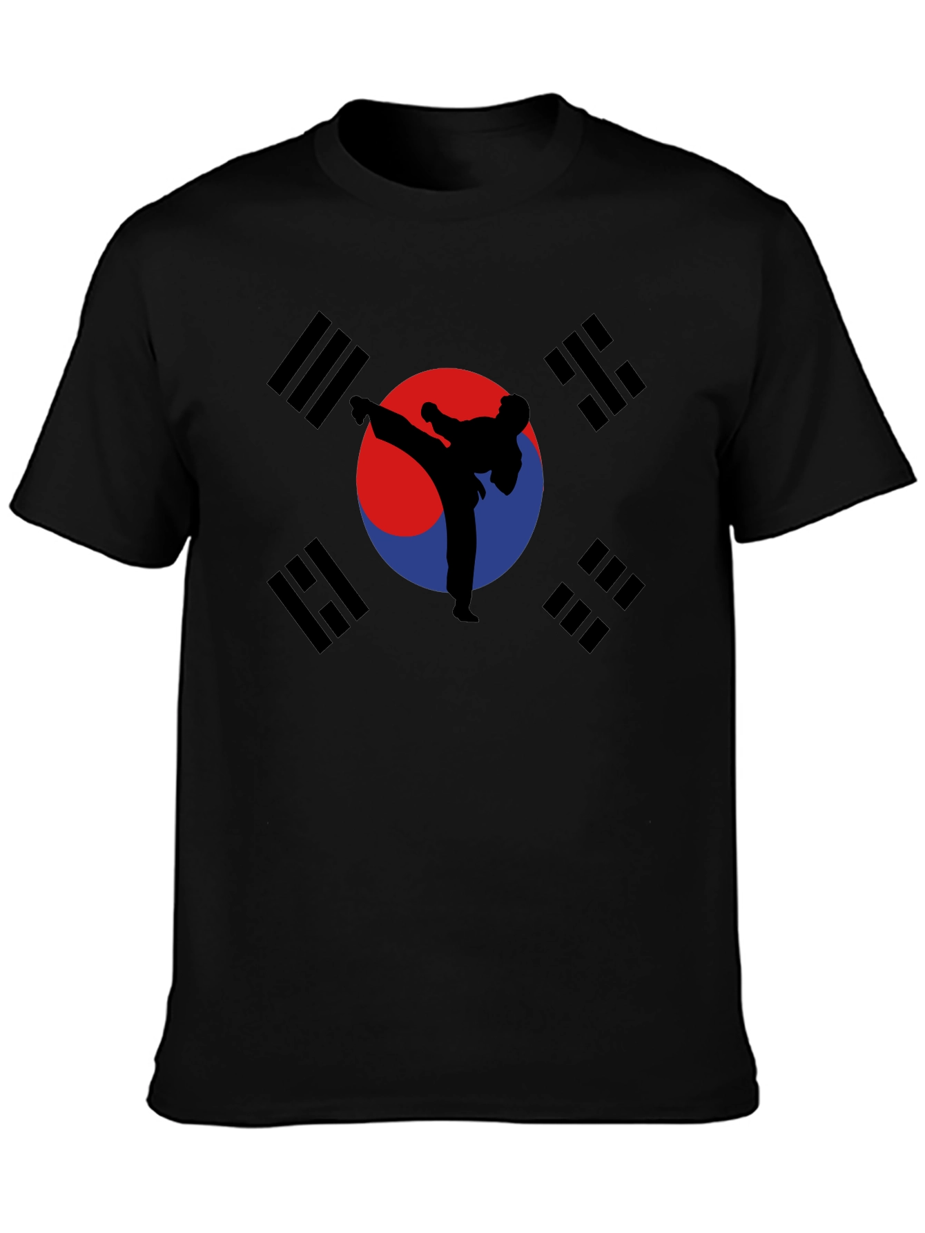Korean Flag Taekwondo Kick T-Shirt - Black