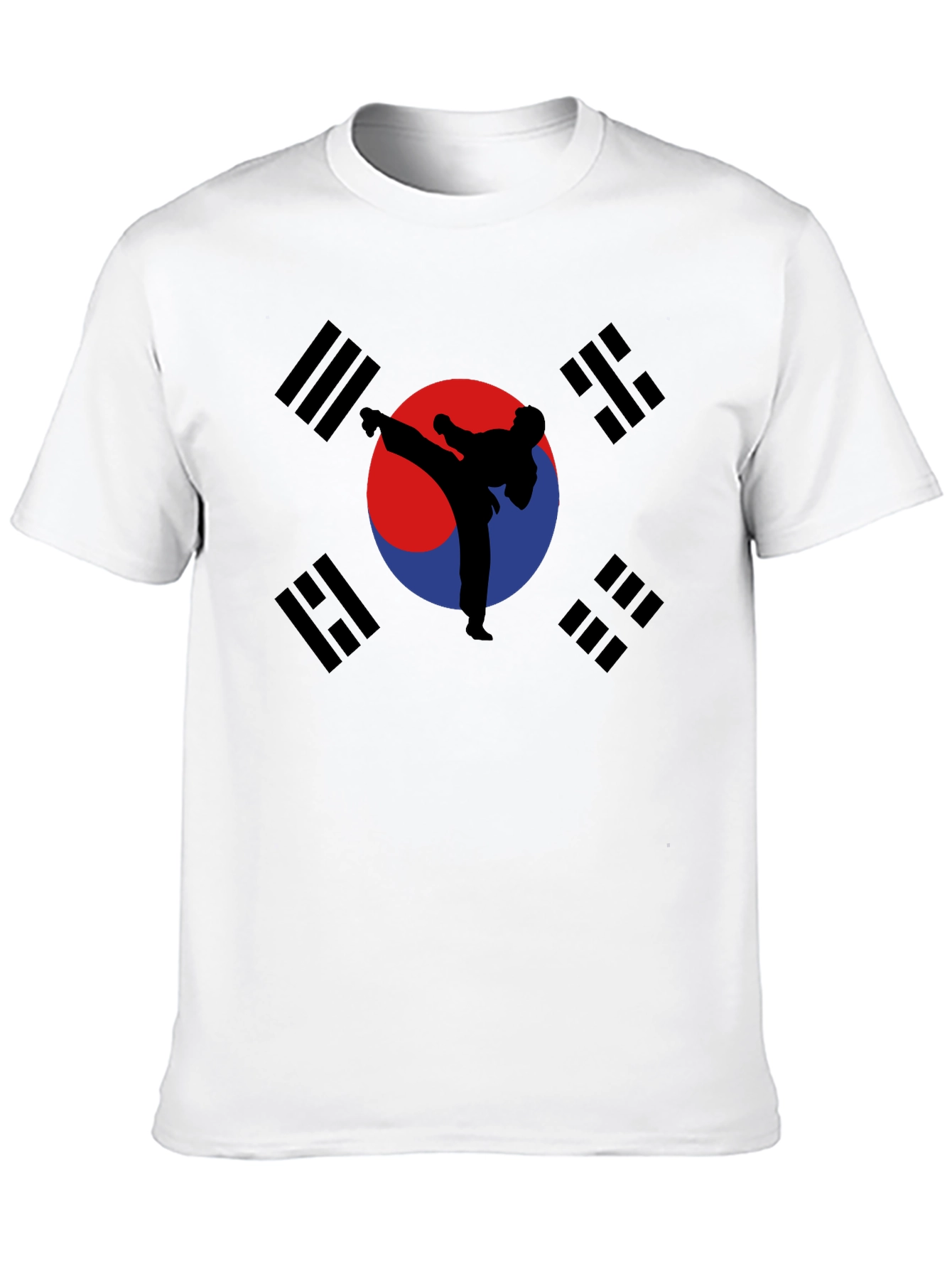 Korean Flag Taekwondo Kick T-Shirt - Black